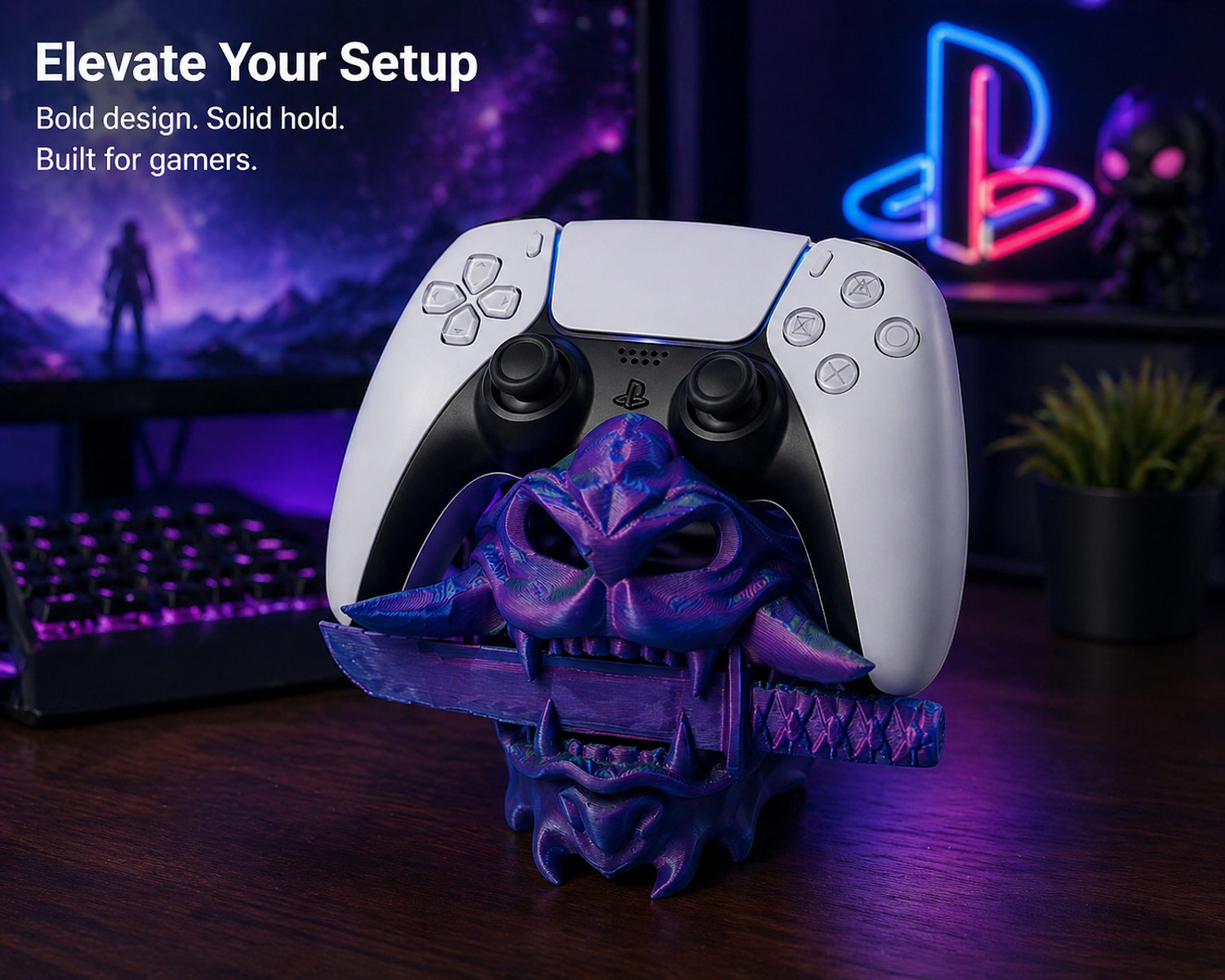 Image of Manifestation Oni mask controller stand Gaming Accessory Kit (Multicolor, For PS2, PS3, PS5, Xbox 360, Xbox One, Xbox One S, Xbox One X, Xbox Series S, Xbox Series X, iOS)