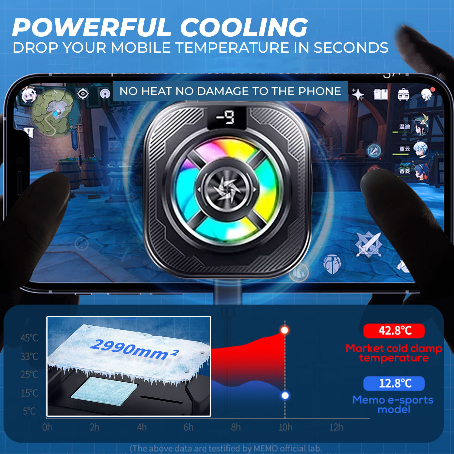 Image of PAPLAJ ENTERPRISES Magnetic Mobile Cooler ,Advanced Chip for Instant Cooling, Ideal for Gaming 1 Fan Ergonomic Cooling Pad with Adjustable Height (Black)
