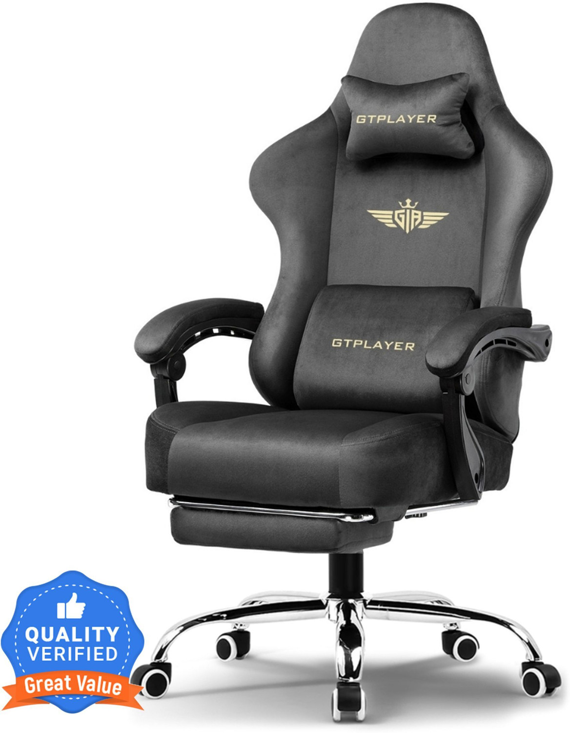 GTPLAYER Gaming Chair with Footrest, 360° Swivel – ₹12,999