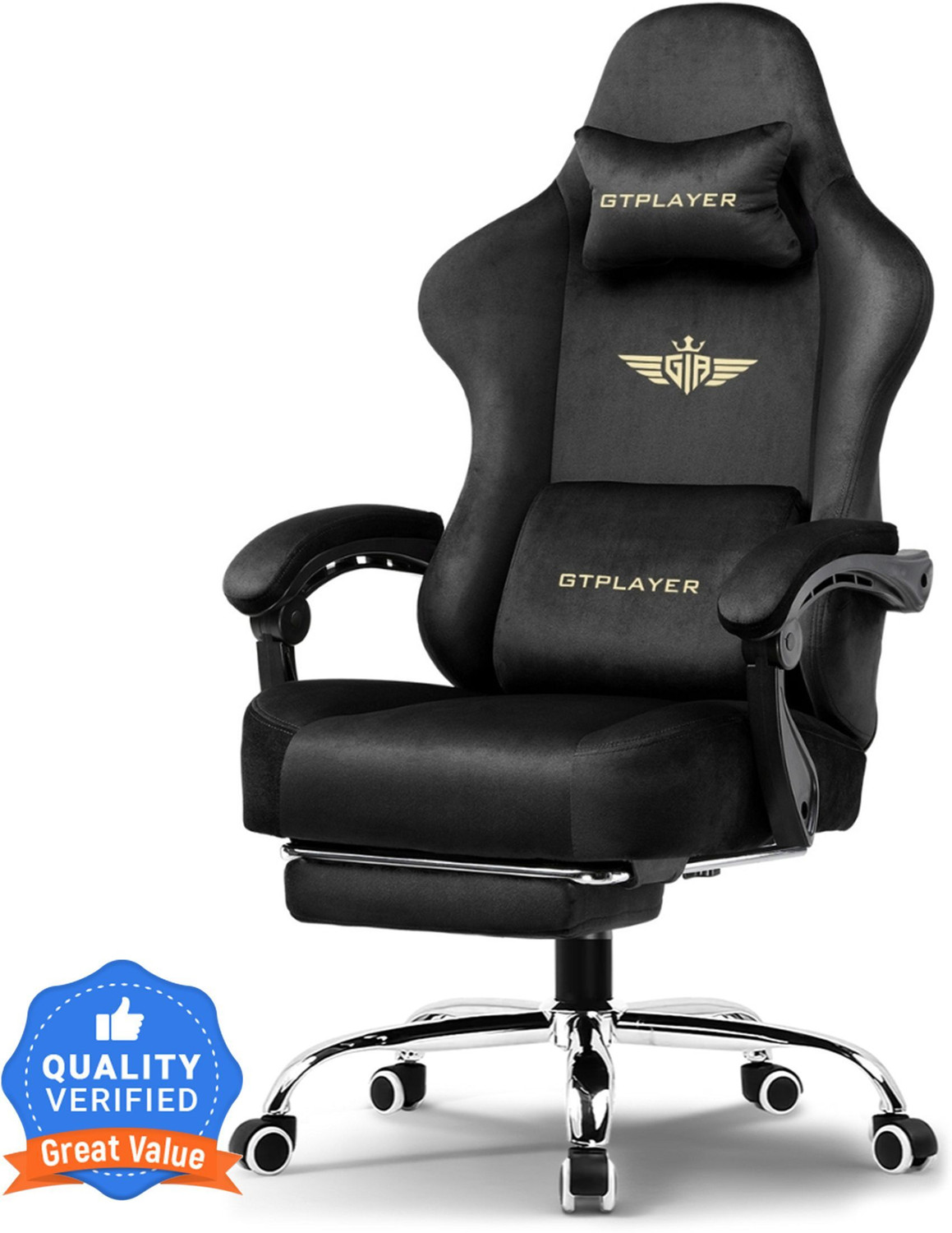 GTPLAYER Premium Gaming Chair, Ergonomic, Footrest, 360 Swivel, Neck &
