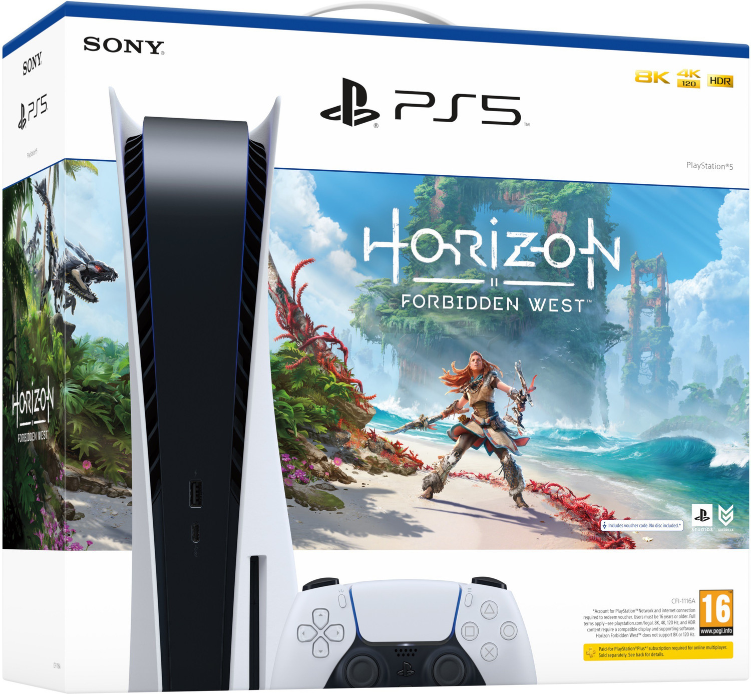 Image of SONY PlayStation 5 console 825 GB with Horizon Forbidden West ( Voucher Inside Box) (White, No)