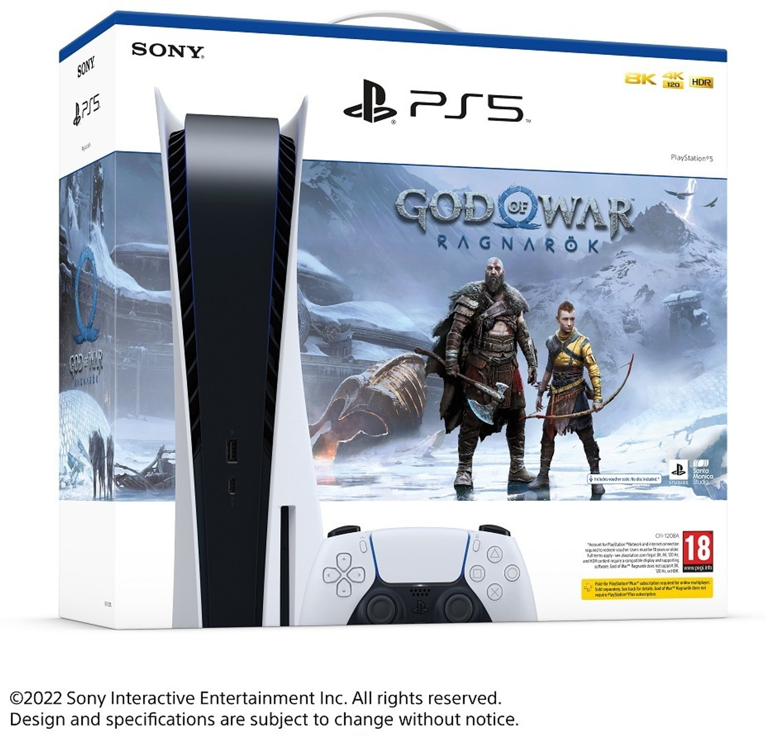 Image of SONY PS5 PlayStation God of War: Ragnarok Bundle Special Edition 825 GB with YES (White)