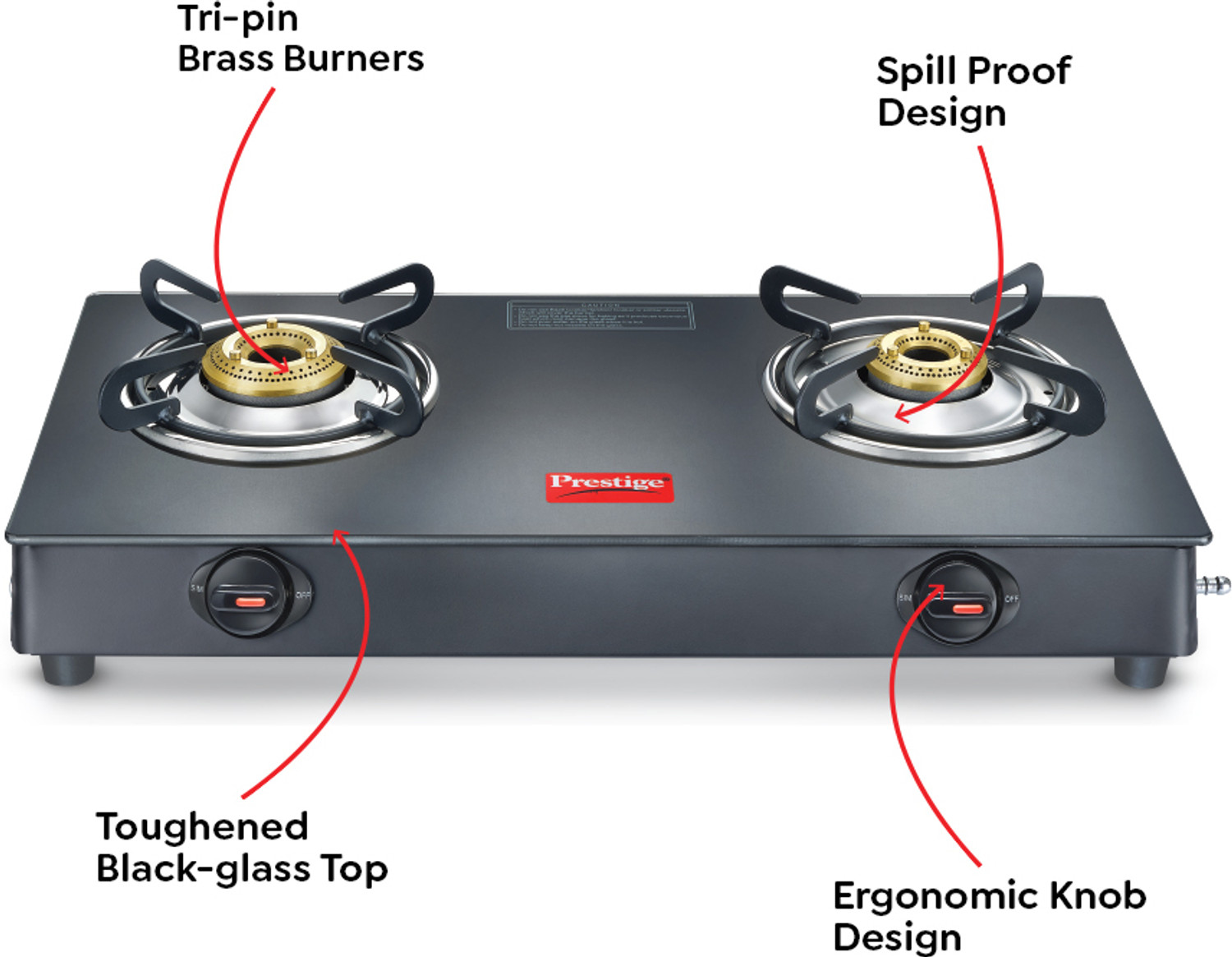 Image of Prestige Plus GTMP 02 Glass Manual Gas Stove