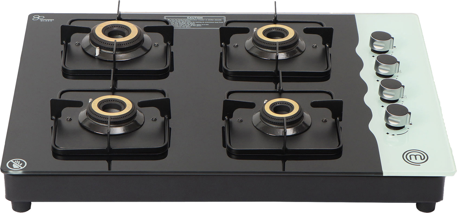 MasterChef Champions Hob Top Glass Automatic Gas Stove 4 Burners