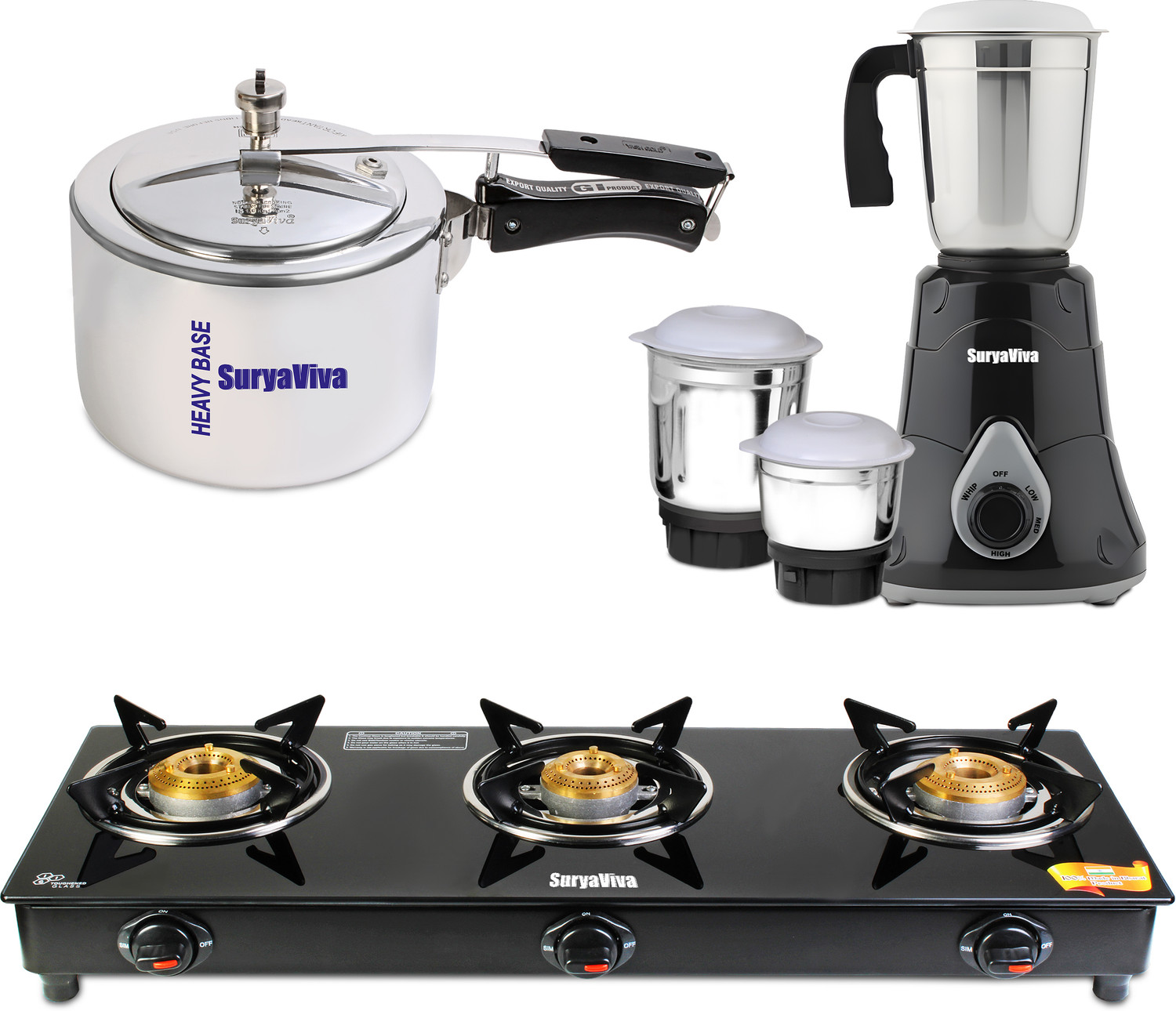Image of SURYA APEX Glass Automatic Gas Stove (3 Burners)