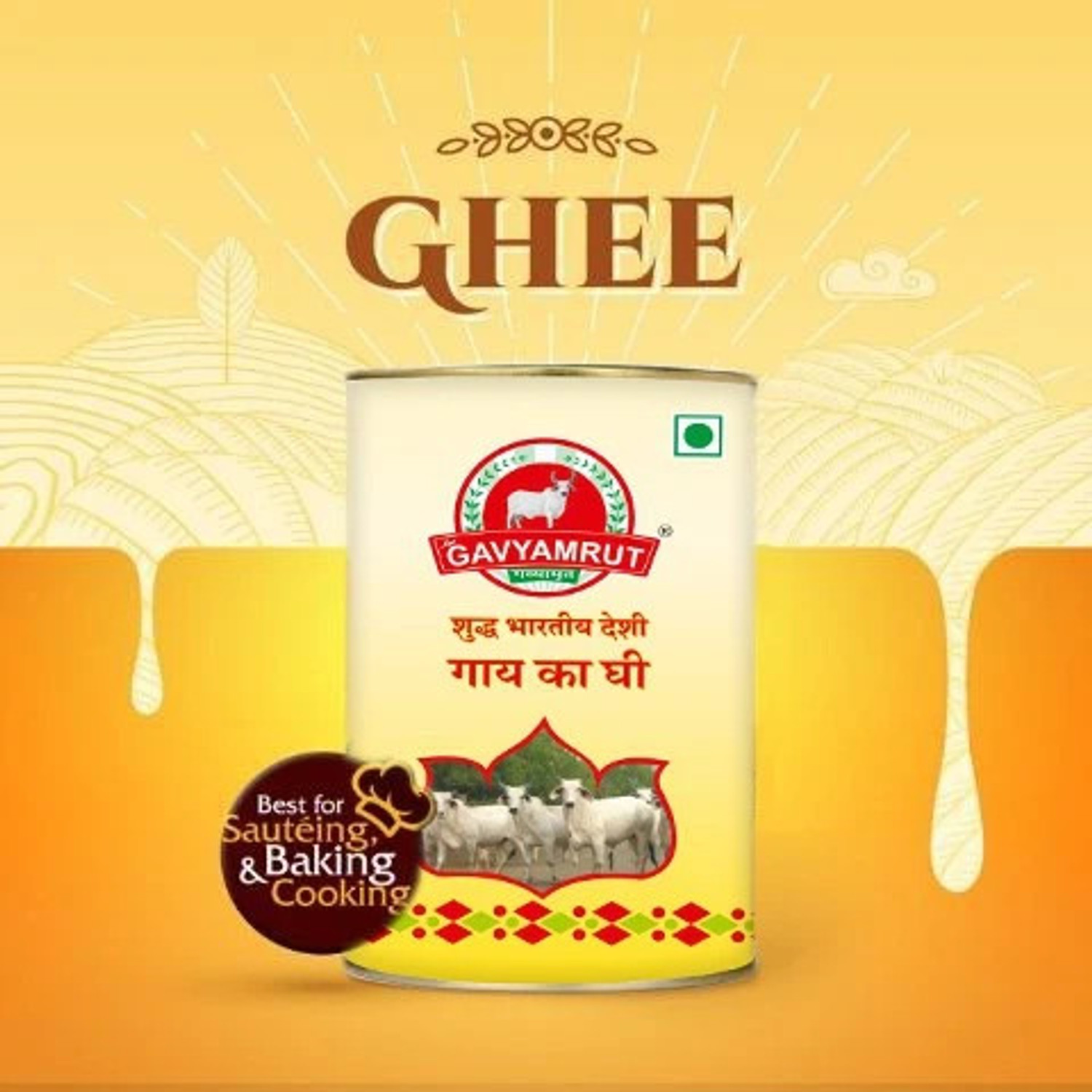 Image of gavyratan Desi Cow Ghee Ghee Can (1 L)