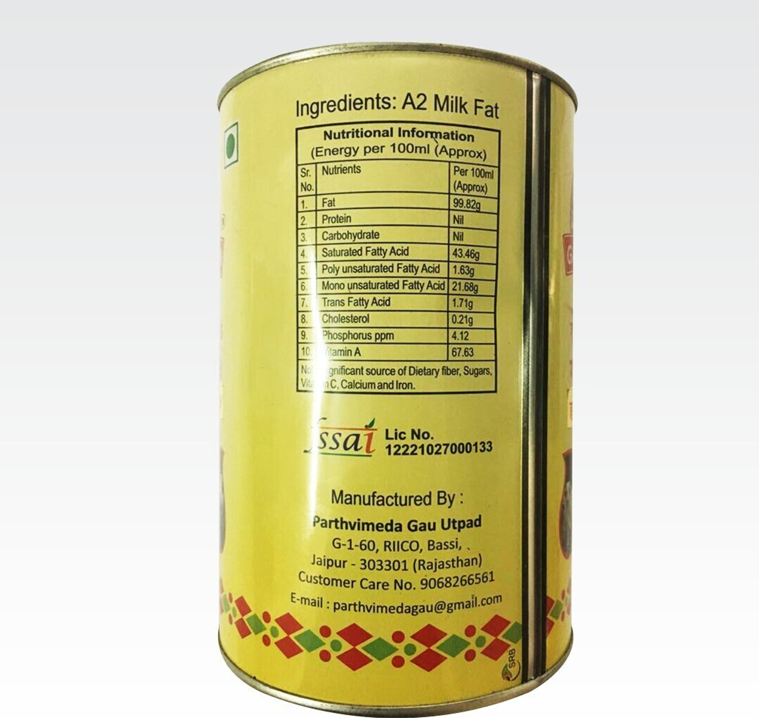 Image of gavyratan Desi Cow Ghee Ghee Can (1 L)
