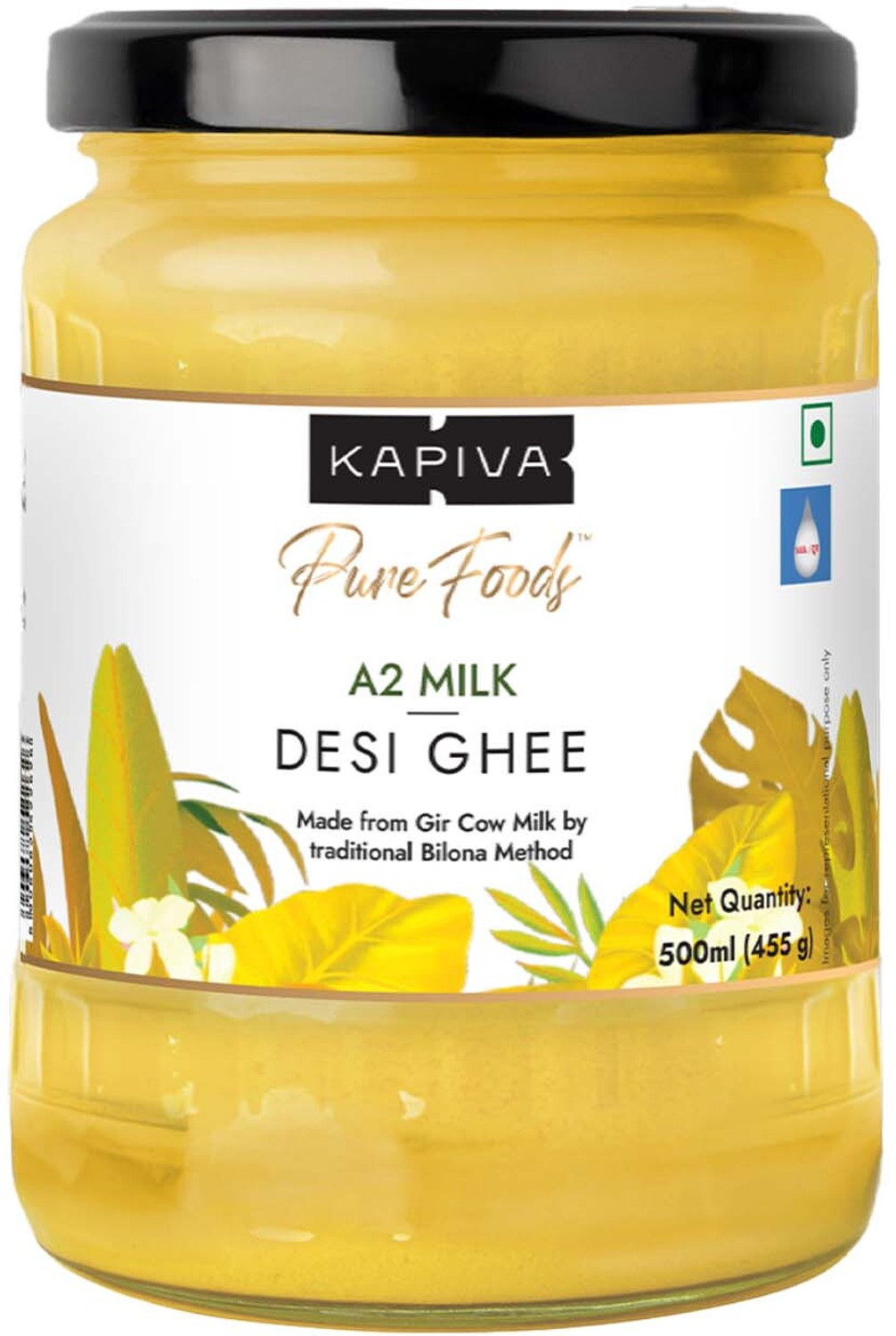 Kapiva A2 Desi Ghee (Helps Reduces Joint Pain and Improves Heart Functioning) - 500ml Ghee 500 ml Glass Bottle