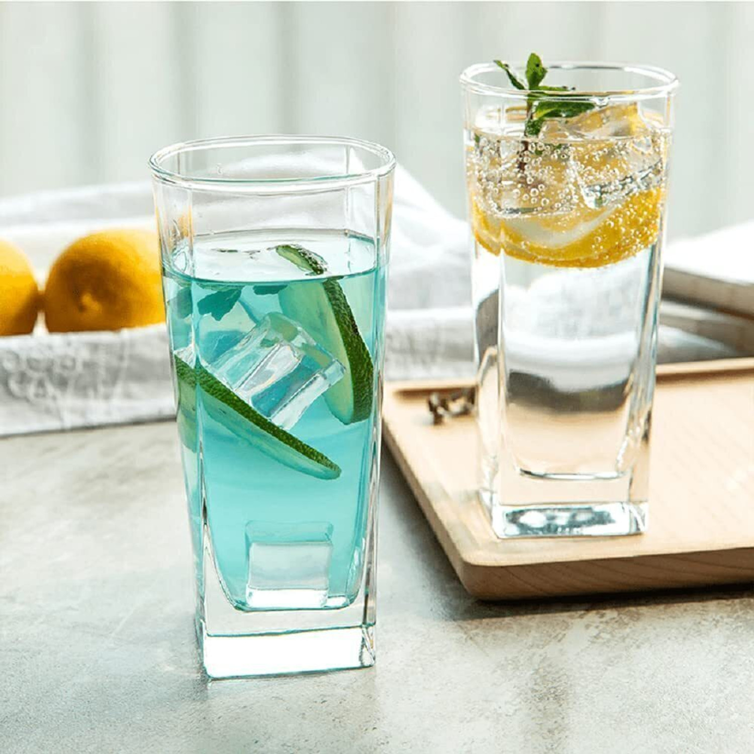 Image of Mahantam (Pack of 6) Premium Italian Highball Heavy Base Tall Glasses (Set of 6 PIS, 310ml) Glass Set Water /Juice Glass (310 ml, Glass, Clear)