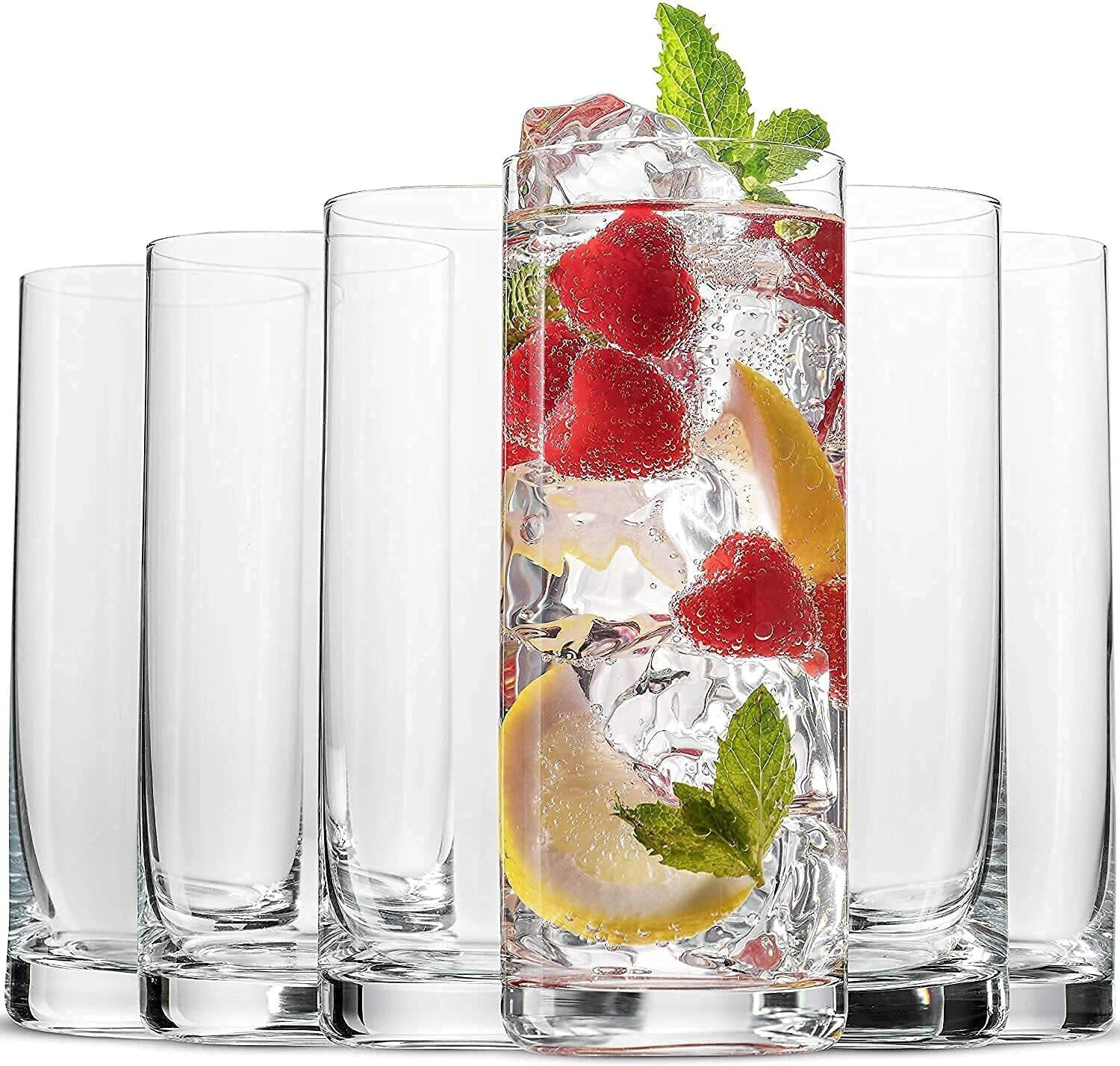 Image of Mahantam (Pack of 6) Premium Italian Highball Heavy Base Tall Glasses (Set of 6 PIS, 310ml) Glass Set Water /Juice Glass (310 ml, Glass, Clear)