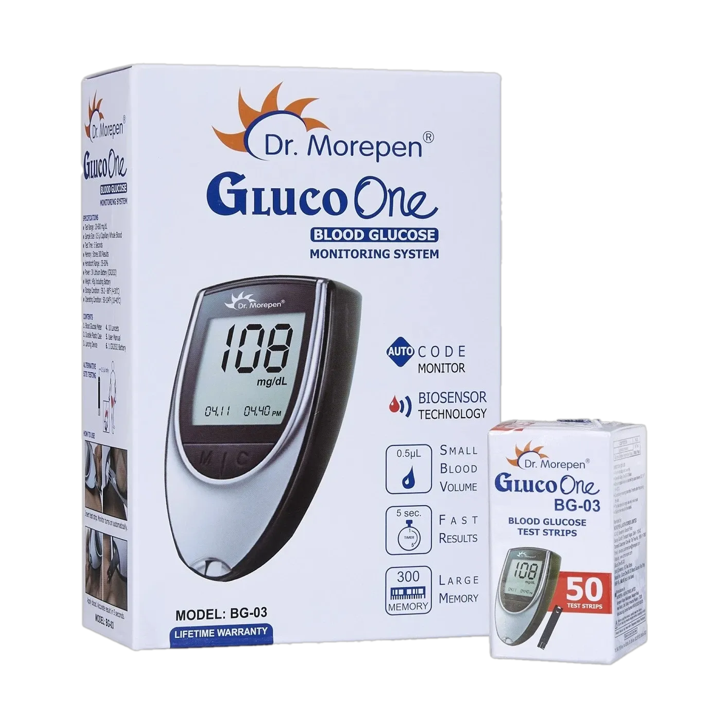 Dr. Morepen BG03 Glucometer with 50 Strips Glucometer