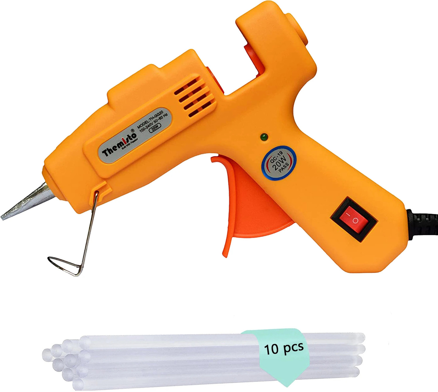 tHemiStO 20 Watt Mini Hot Melt Glue Gun with 10 Glue Sticks For DIY Art And Crafts. Standard Temperature Corded Glue Gun