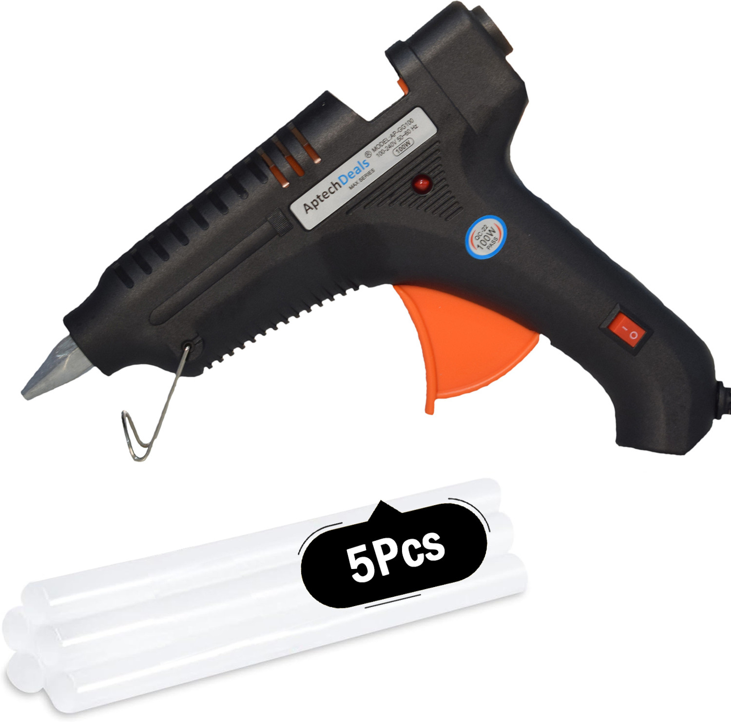 APTECHDEALS Max 100 Watt With 5 Glue Sticks High Temperature Corded Gl