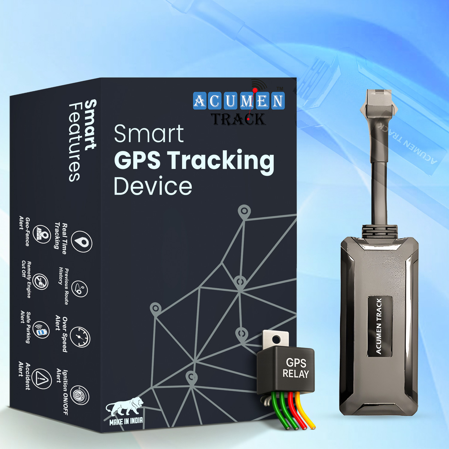 Acumen Track UC 3000 (SMALLEST COMPACT gps tracker for Bikes Car Truck Bus With Battery Inside and Ignition Cut Off Function Gps Tracker With 1 Year Warranty) GPS Device