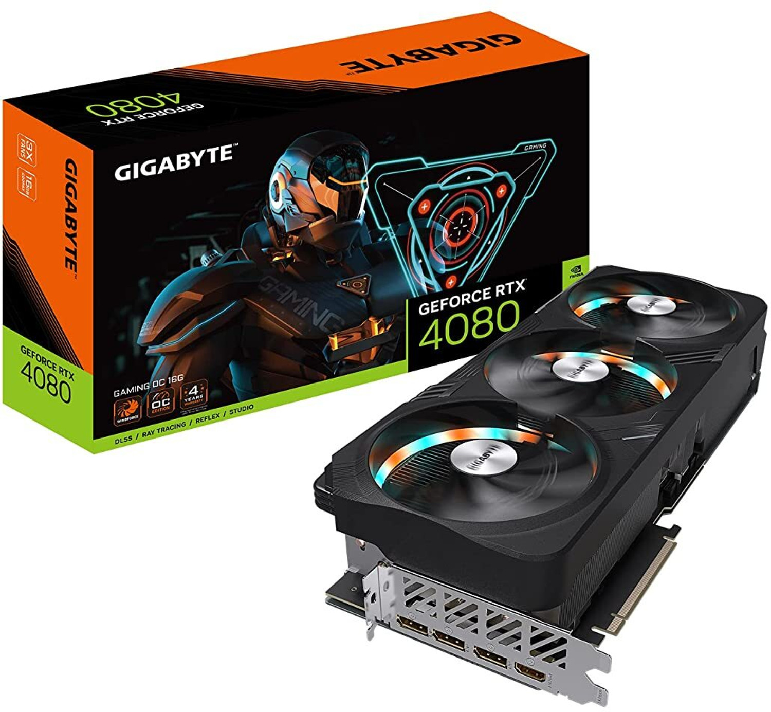 Image of GIGABYTE GeForce RTX 4080 Gaming OC GDDR6X 16 GB NVIDIA Chipset 256 bit 2535 MHz Graphics Card (Black)