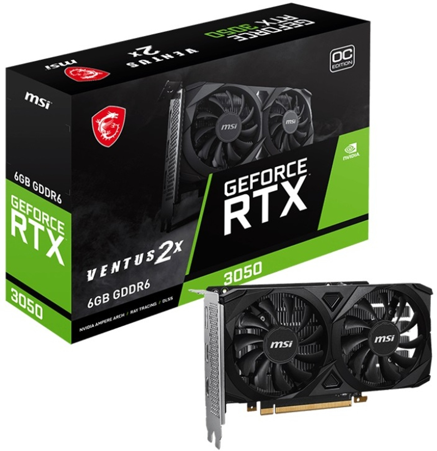 MSI NVIDIA GeForce RTX 3050 VENTUS 2X 6G OC 6 GB GDDR6 Graphics Card