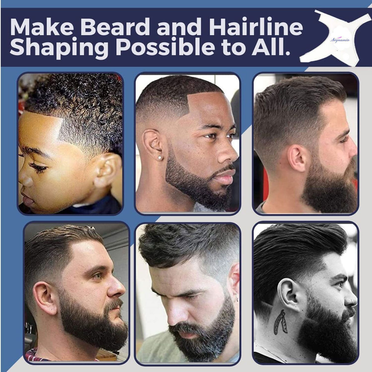 Image of Signamio Premium Shaping Too Many Styles Beard Shaper Kit Hair Accessory Set (White)
