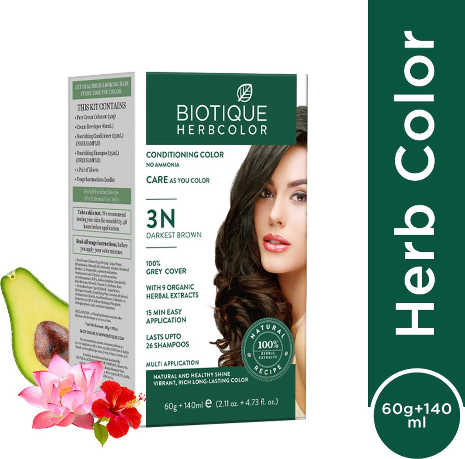 BIOTIQUE Herbcolor Natural Conditioning | 100% Grey Coverage-3N Darkes