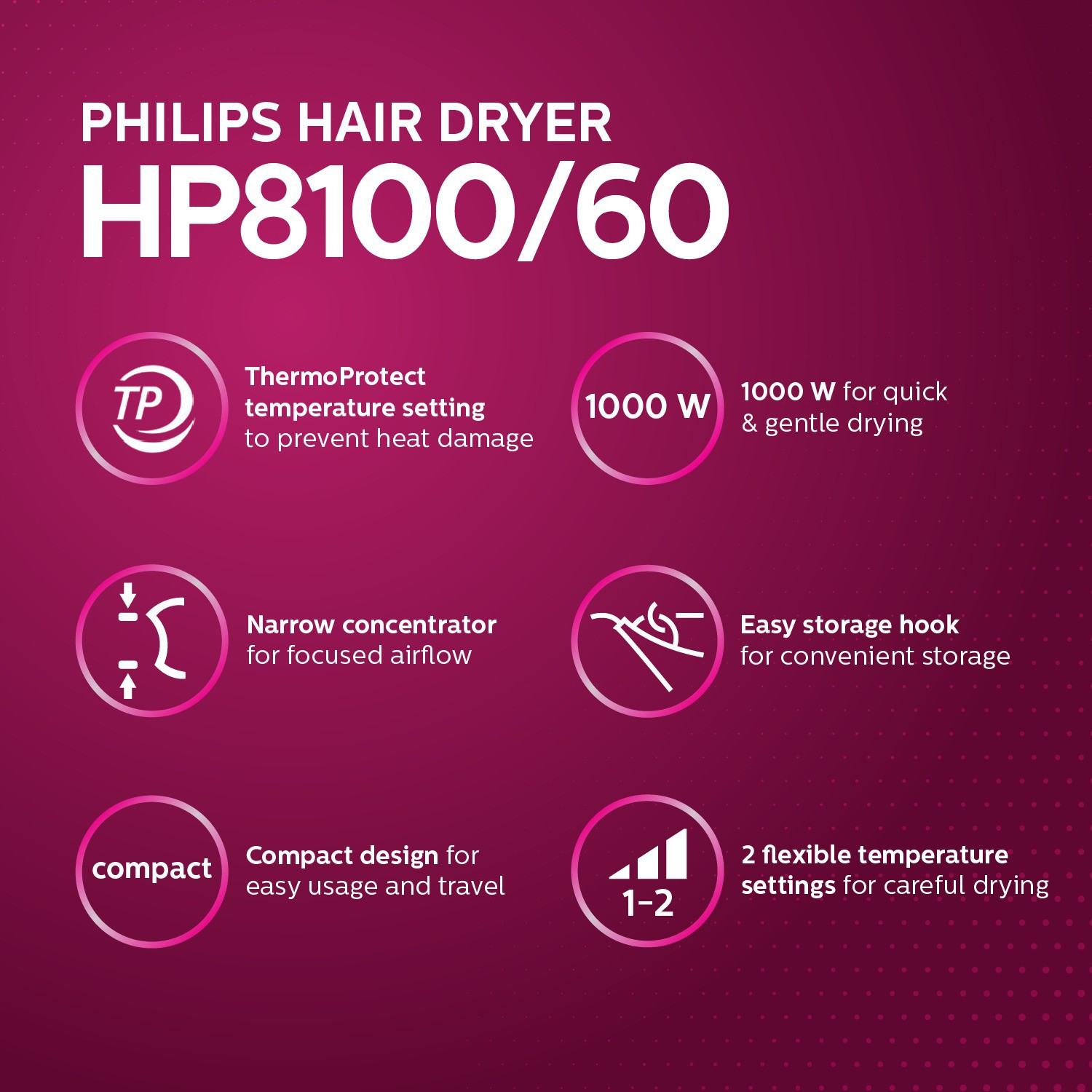 Image of PHILIPS HP8100 /60 Hair Dryer