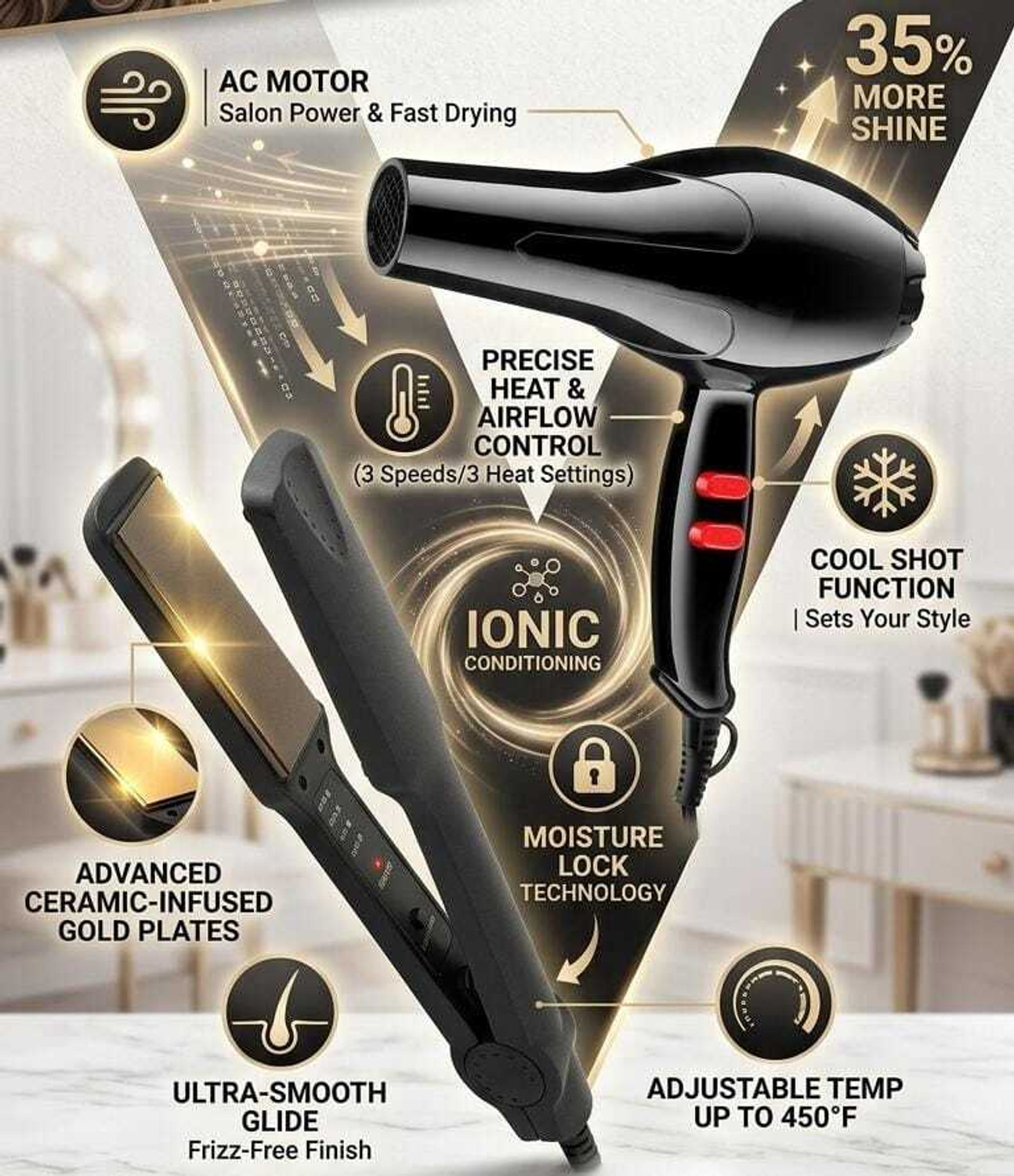 Image of PAVITRA PUJA & ENTERPRISES 5 in 1 Professional Hair Styler Hot Air Brush for Women Hair Dryer (1000 W, Pink)