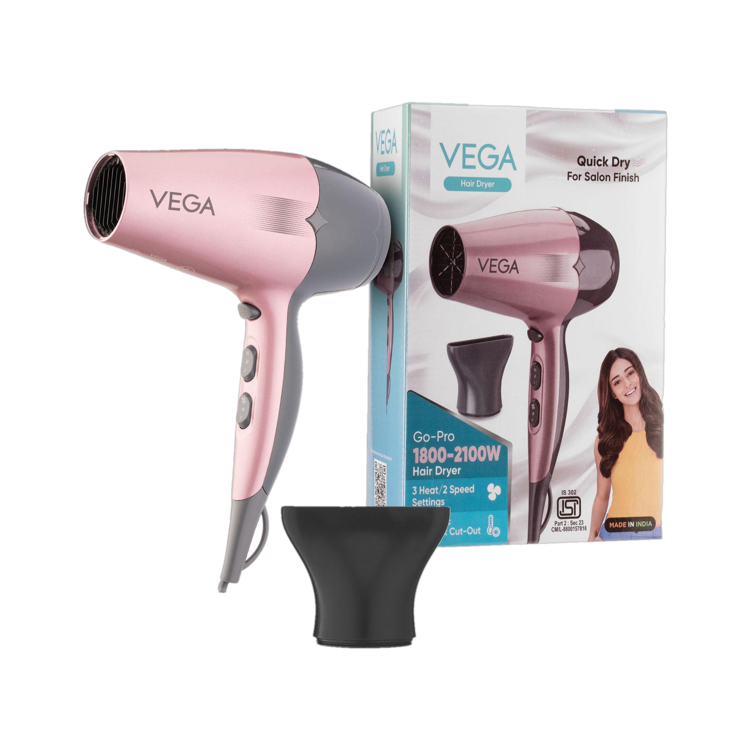 VEGA Go-Pro 2100 Hair Dryer Hair Dryer  (2100 W, Grey)