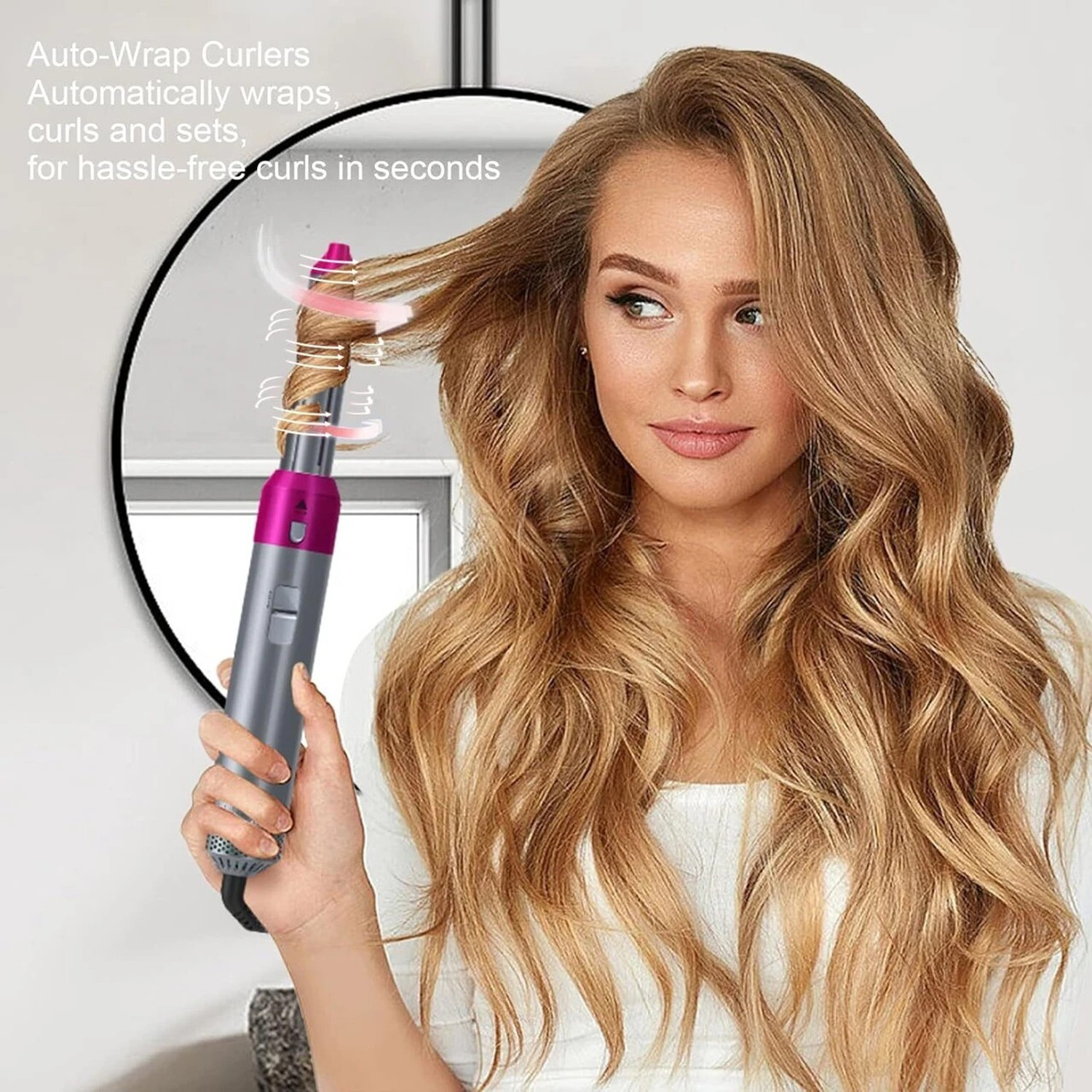 Image of PAVITRA PUJA & ENTERPRISES 5 in 1 Professional Hair Styler Hot Air Brush for Women Hair Dryer (1000 W, Pink)