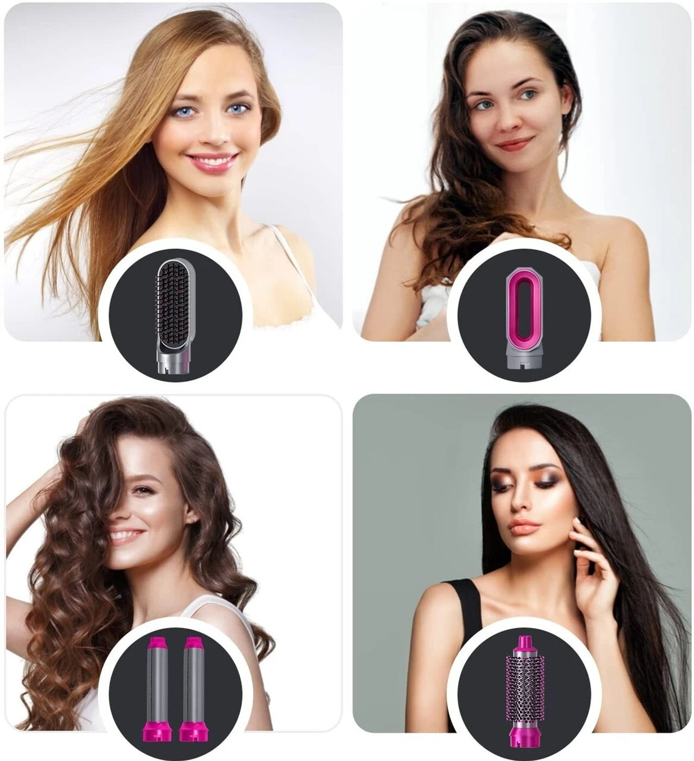 Image of PAVITRA PUJA & ENTERPRISES 5 in 1 Professional Hair Styler Hot Air Brush for Women Hair Dryer (1000 W, Pink)