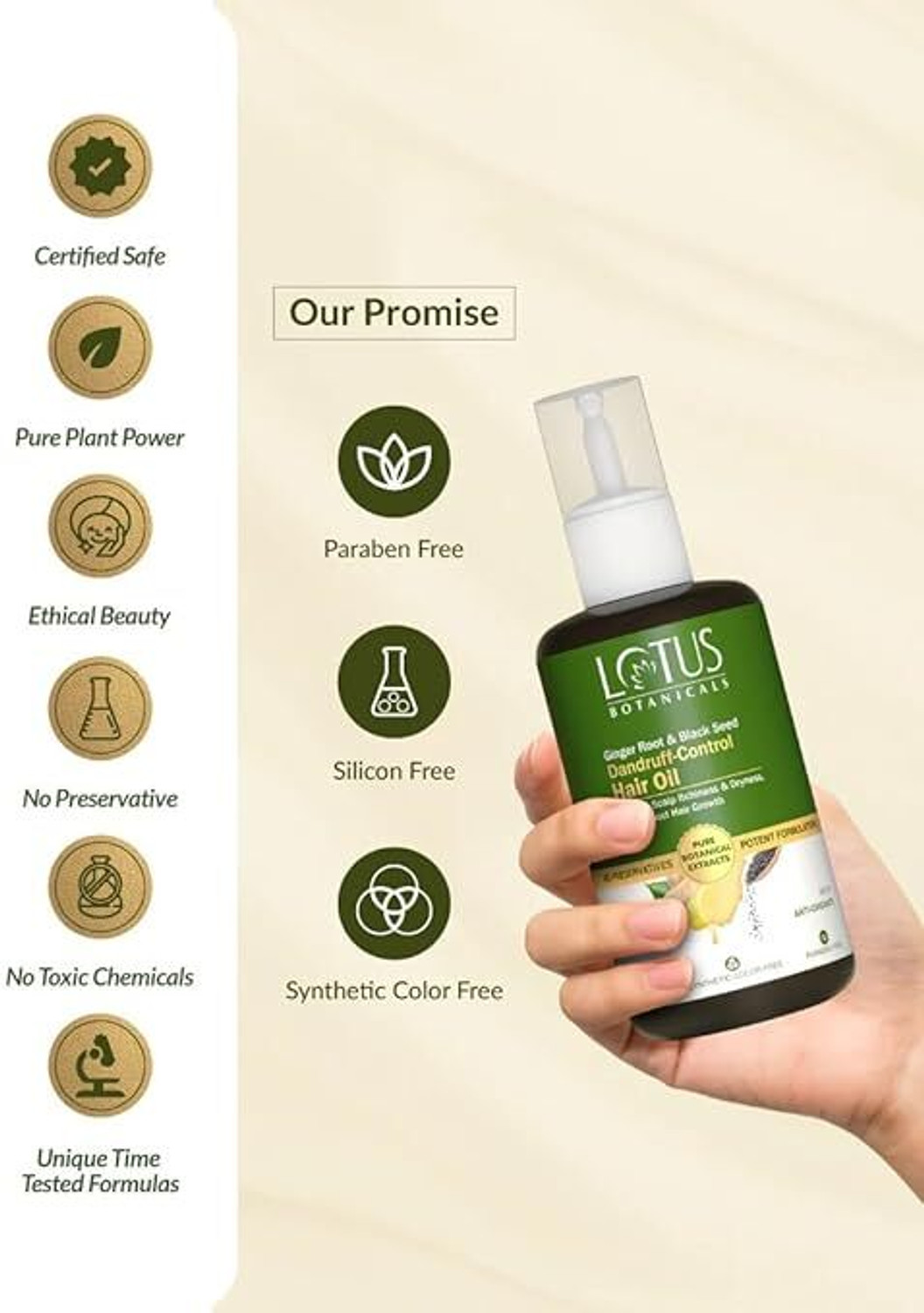 Image of Lotus Botanicals Ginger Root & Black Seed Dandruff Control Hair Oil (100 ml)