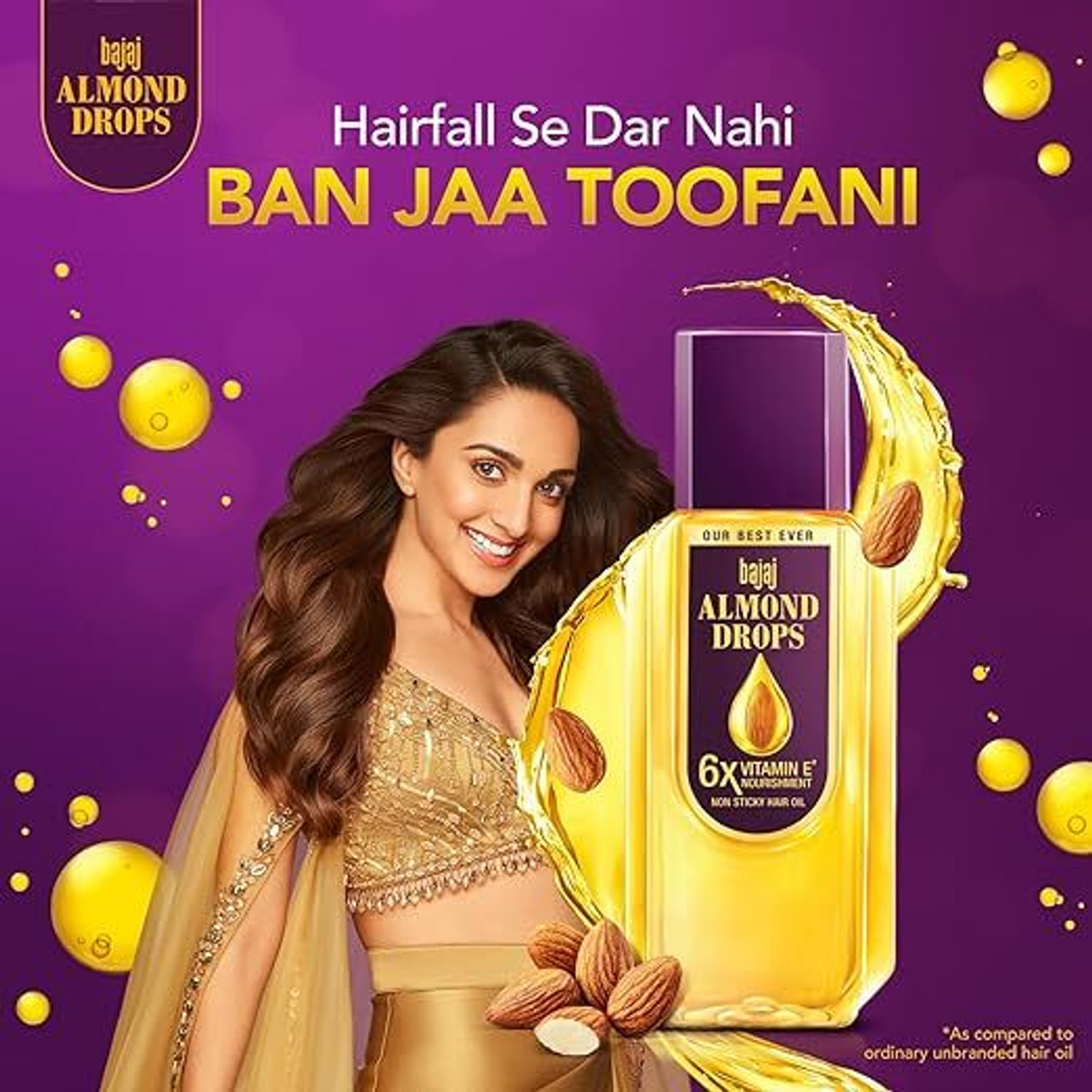 BAJAJ Almond Drops Hair Oil, 750ml, 6X Vitamin E, Almond Oil, Light and Non-Sticky Hair Oil