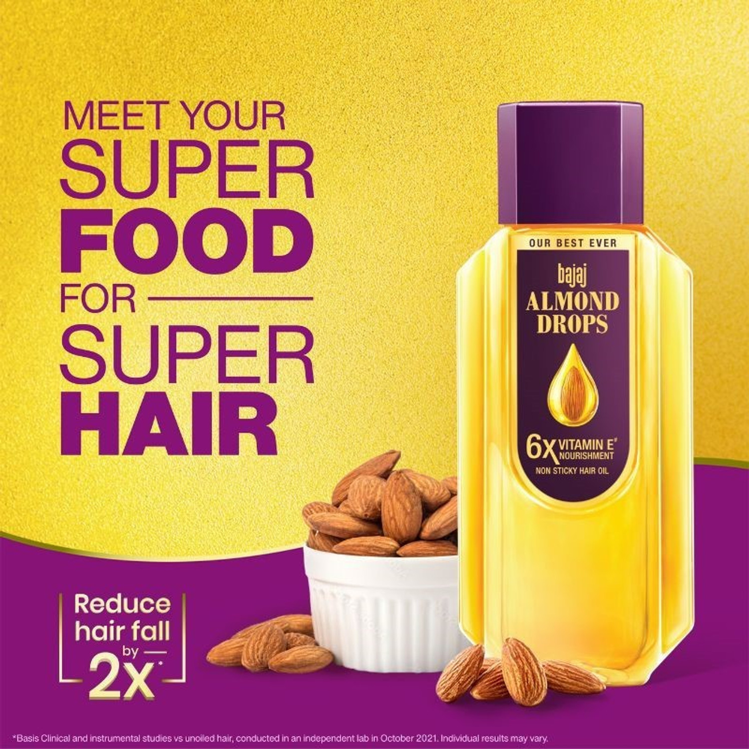 Image of BAJAJ Almond Drops Hair Oil enriched with 6X Vitamin E, Reduces Hair Fall Hair Oil
