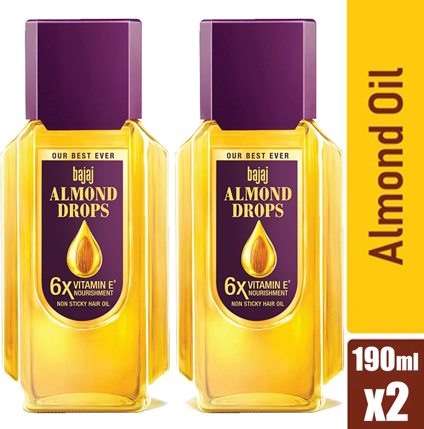 Image of Dabur Almond Hair OIL 95 ML *2 PLASTIC BOTTLE Hair Oil (190 ml)