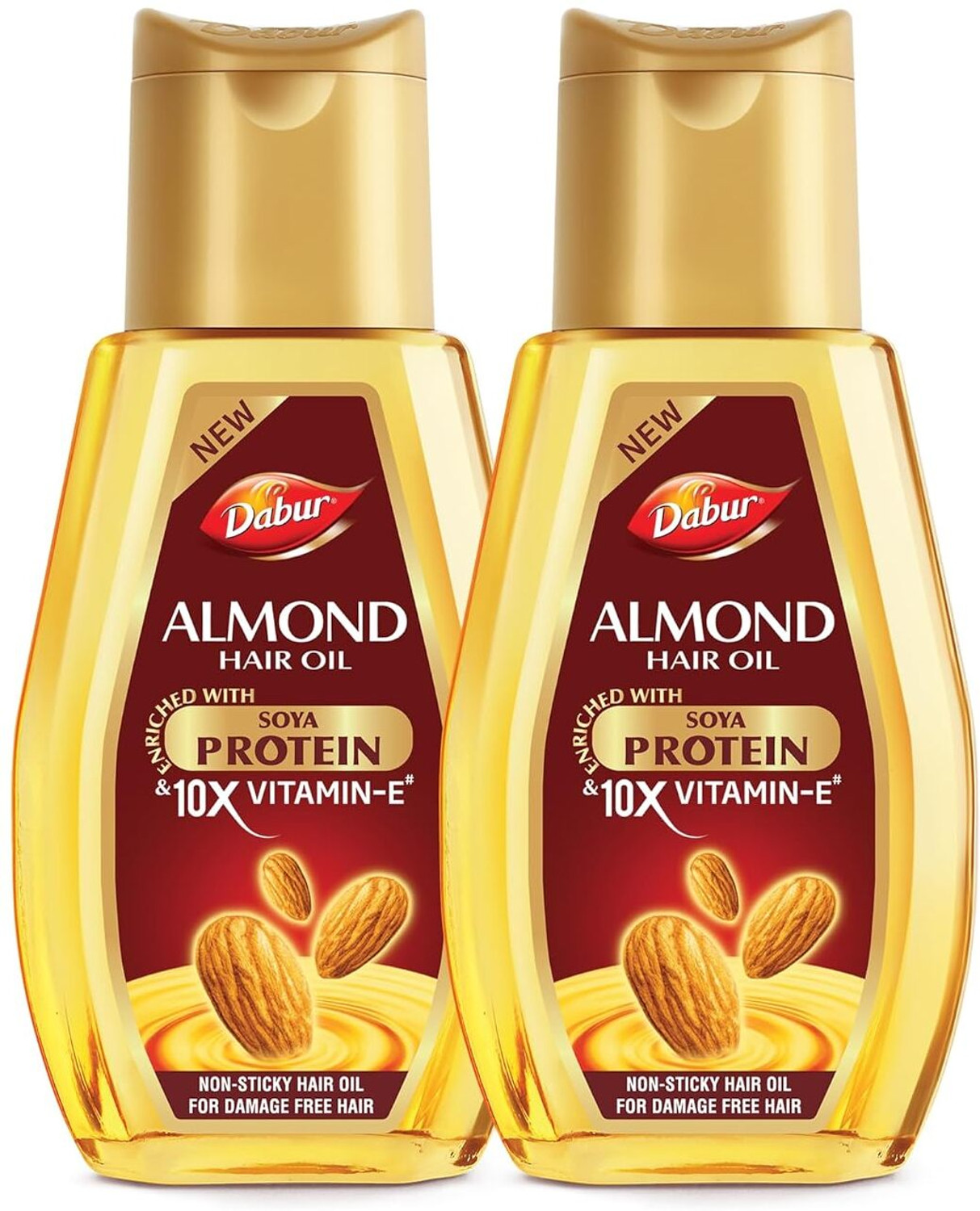 Image of Dabur Almond Hair OIL 95 ML *2 PLASTIC BOTTLE Hair Oil (190 ml)