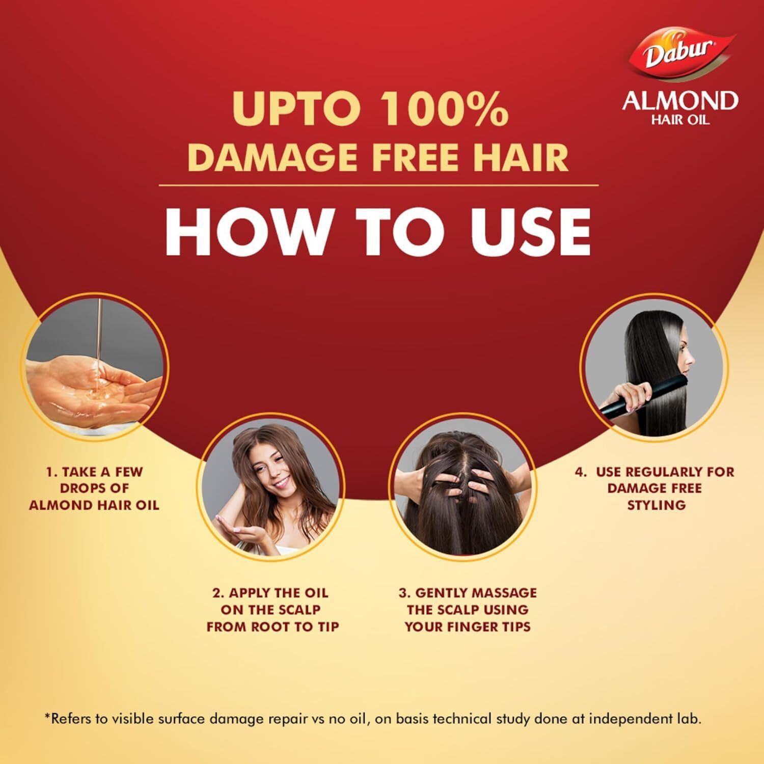 Image of Dabur Almond Hair OIL 95 ML *2 PLASTIC BOTTLE Hair Oil (190 ml)