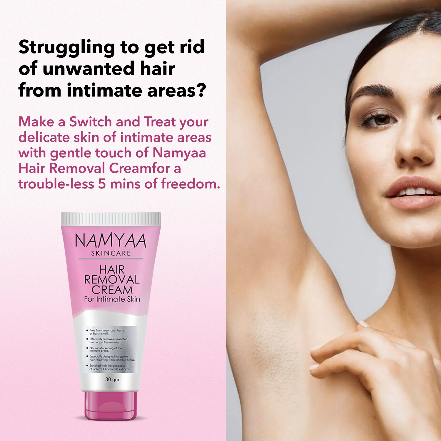 Image of Namyaa Hair Removing for Intimate Skin with After Wax Soothing Serum Cream