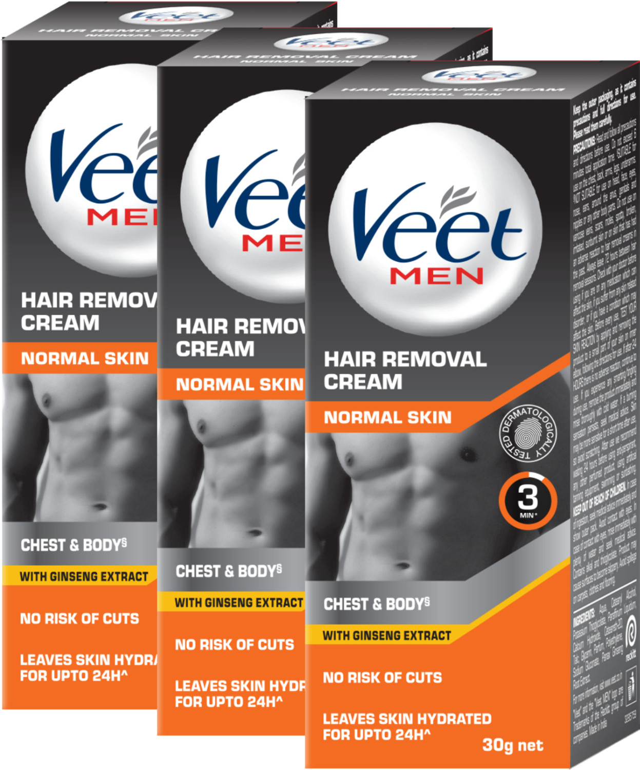 Veet Hair Removal Cream for Men, Normal Skin Cream  (150 g, Set of 3