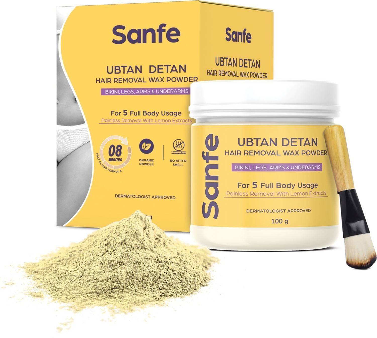 Sanfe Ubtan Detan Hair Removal Wax Powder | 8 Minute Painless | Organic Powder