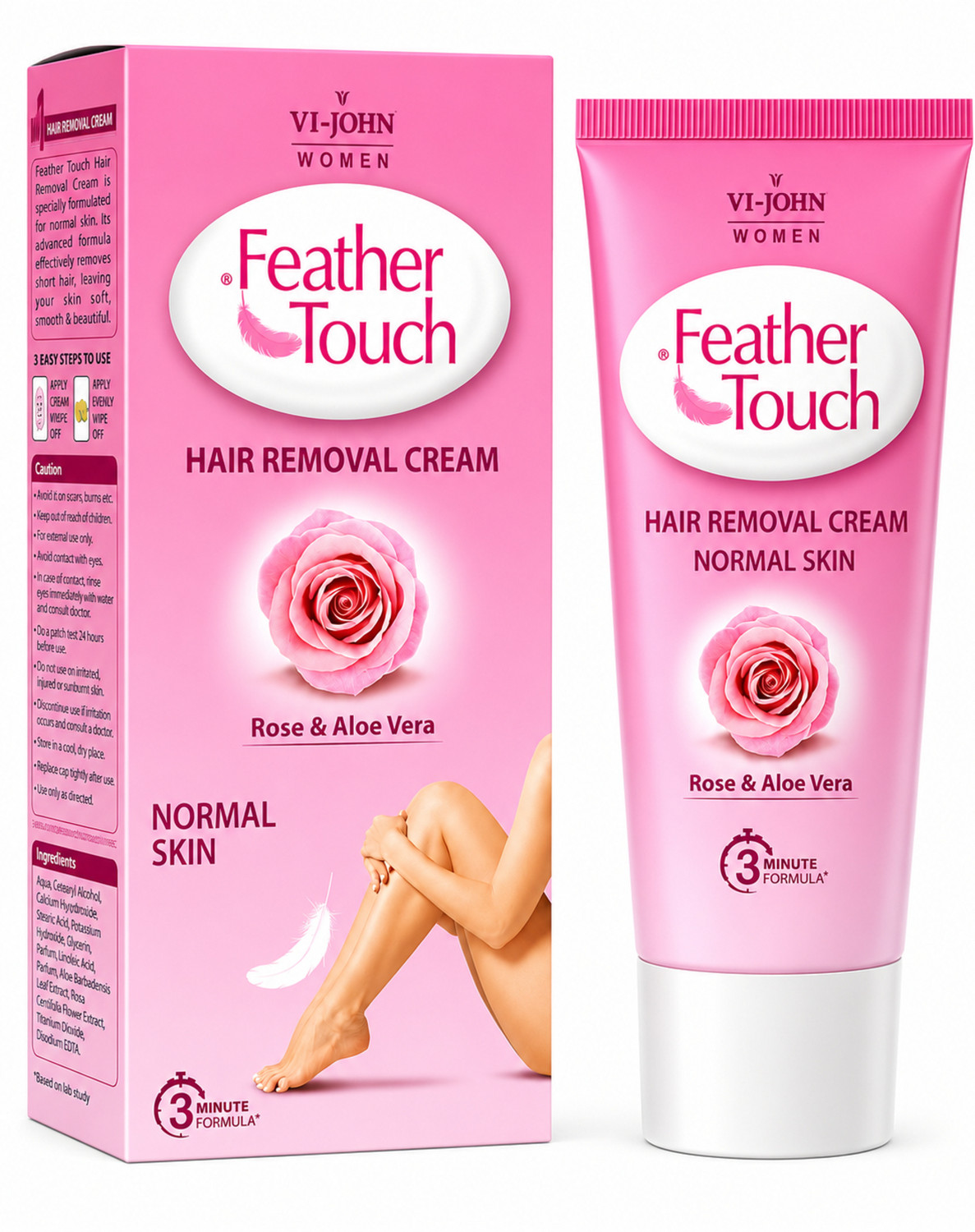 VI-JOHN FEATHER TOUCH Rose Hair Removal for Salon-like Finish No Ammonia Smell Cream