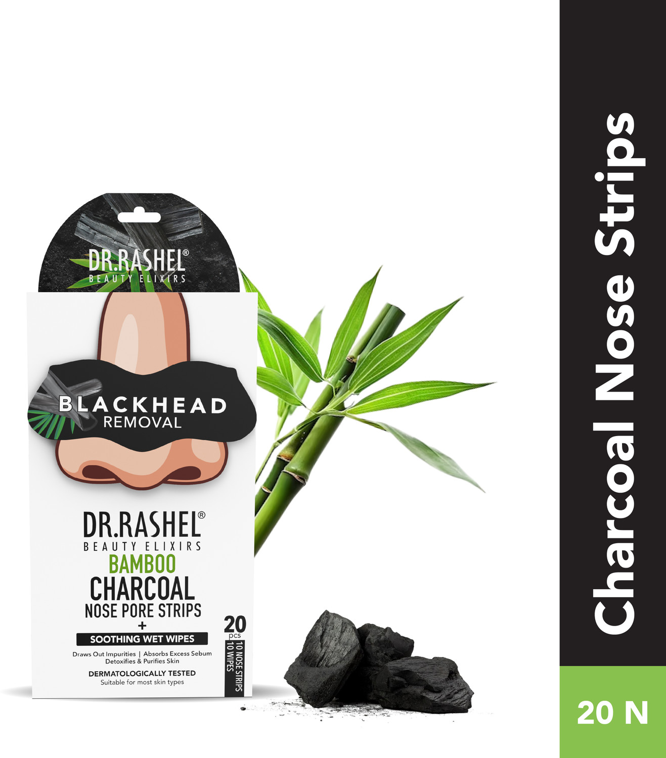 Dr.Rashel Bamboo Charcoal Nose Strip With Natural Charcoal And Bamboo Extracts (10 Strips) Strips