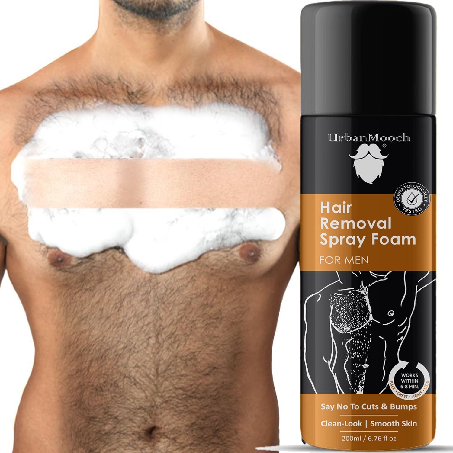 UrbanMooch Hair Removal Spray Foam for Men | Painless | Chest, Arms, Hands, Legs Spray