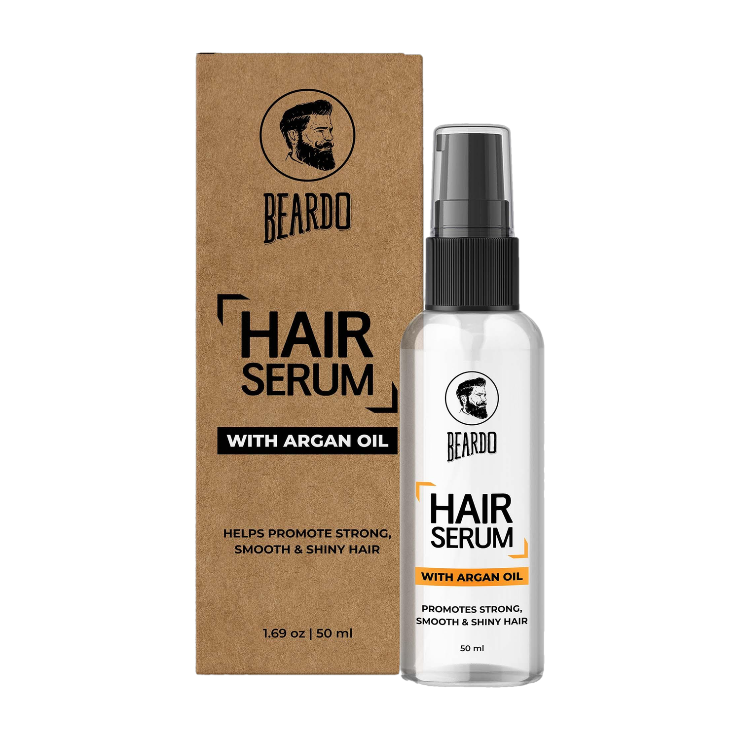 BEARDO Hair Serum, 50ml | Daily use hair serum for men with Argan Oil | Provides instant shine | Controls Frizz | Makes hair silky smooth| For All Hair Types | Paraben Free | Sulphate Free