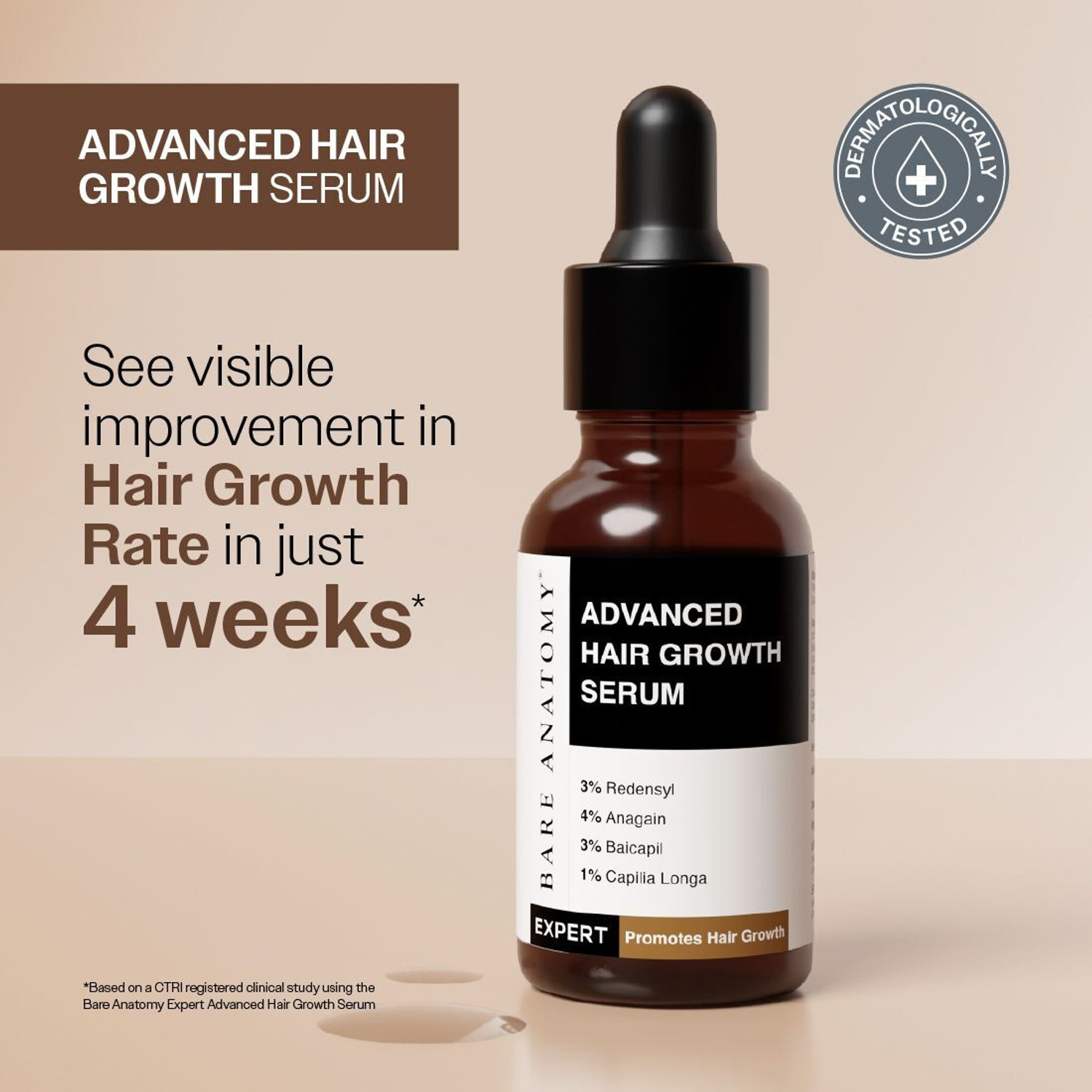 BARE ANATOMY Advanced Hair Growth Serum - Redensyl, Anagain, Rosemary, Biotin for Hair Growth