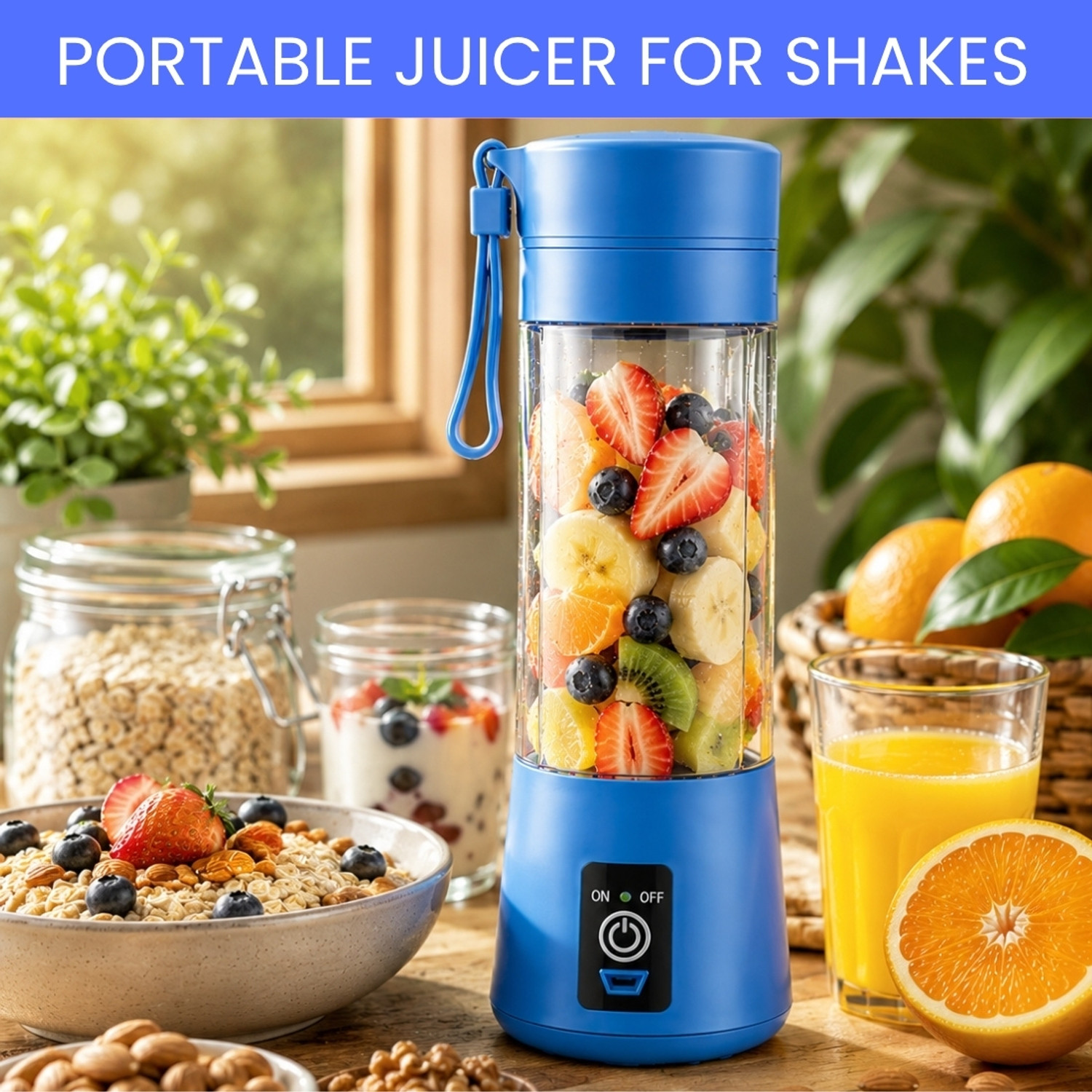 Image of Vr Solutions Plastic Portable USB Juicer Blender Hand Juicer (Blue, Green, Black)