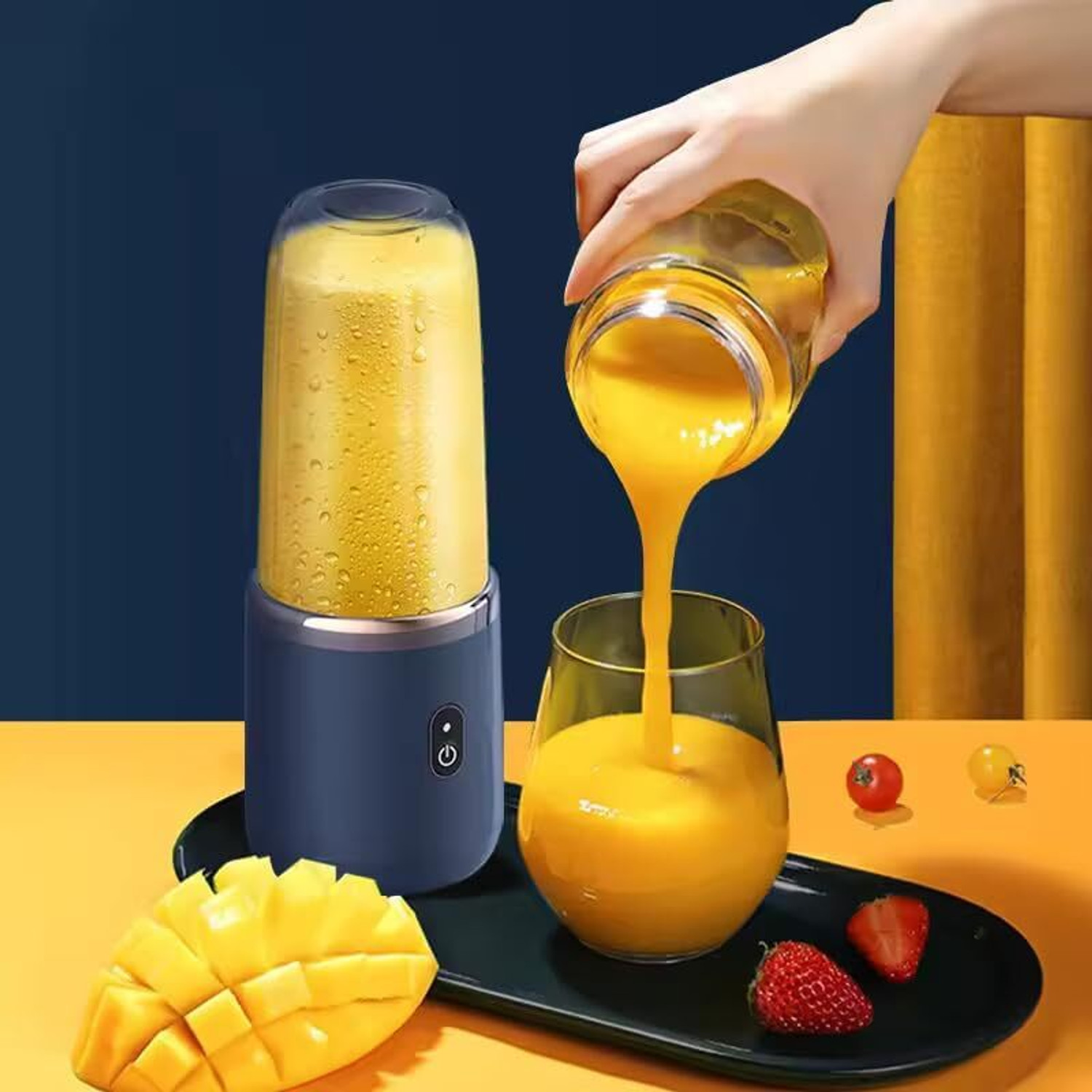 Image of ZENTARA ENTERPRISE Hexa Blade 40 W Juicer (Portable-Juicer | 1 Jar | Blue & Transparent)