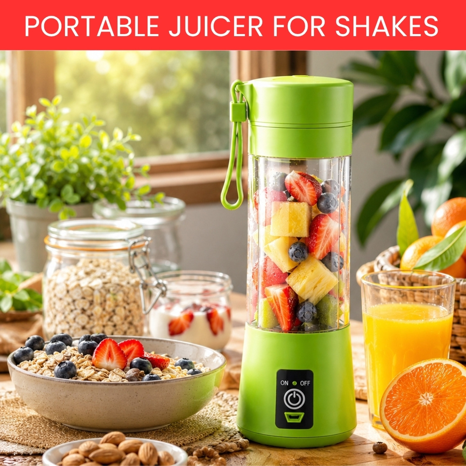 Image of ZENTARA ENTERPRISE Hexa Blade 40 W Juicer (Portable-Juicer | 1 Jar | Blue & Transparent)