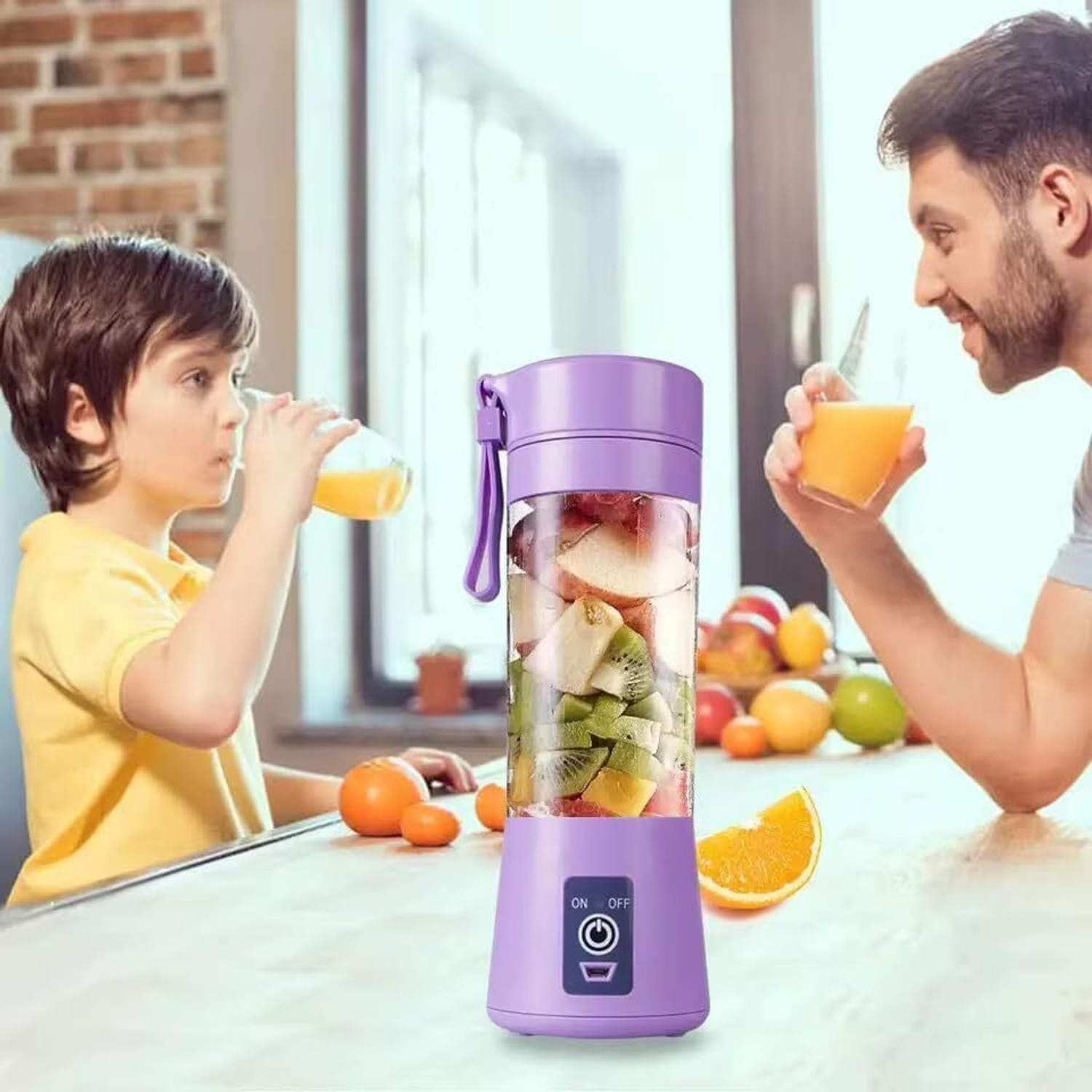Image of ZENTARA ENTERPRISE Hexa Blade 40 W Juicer (Portable-Juicer | 1 Jar | Blue & Transparent)