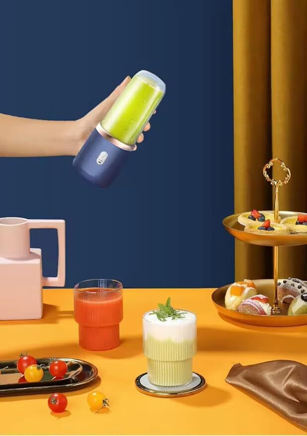 Image of ZENTARA ENTERPRISE Hexa Blade 40 W Juicer (Portable-Juicer | 1 Jar | Blue & Transparent)
