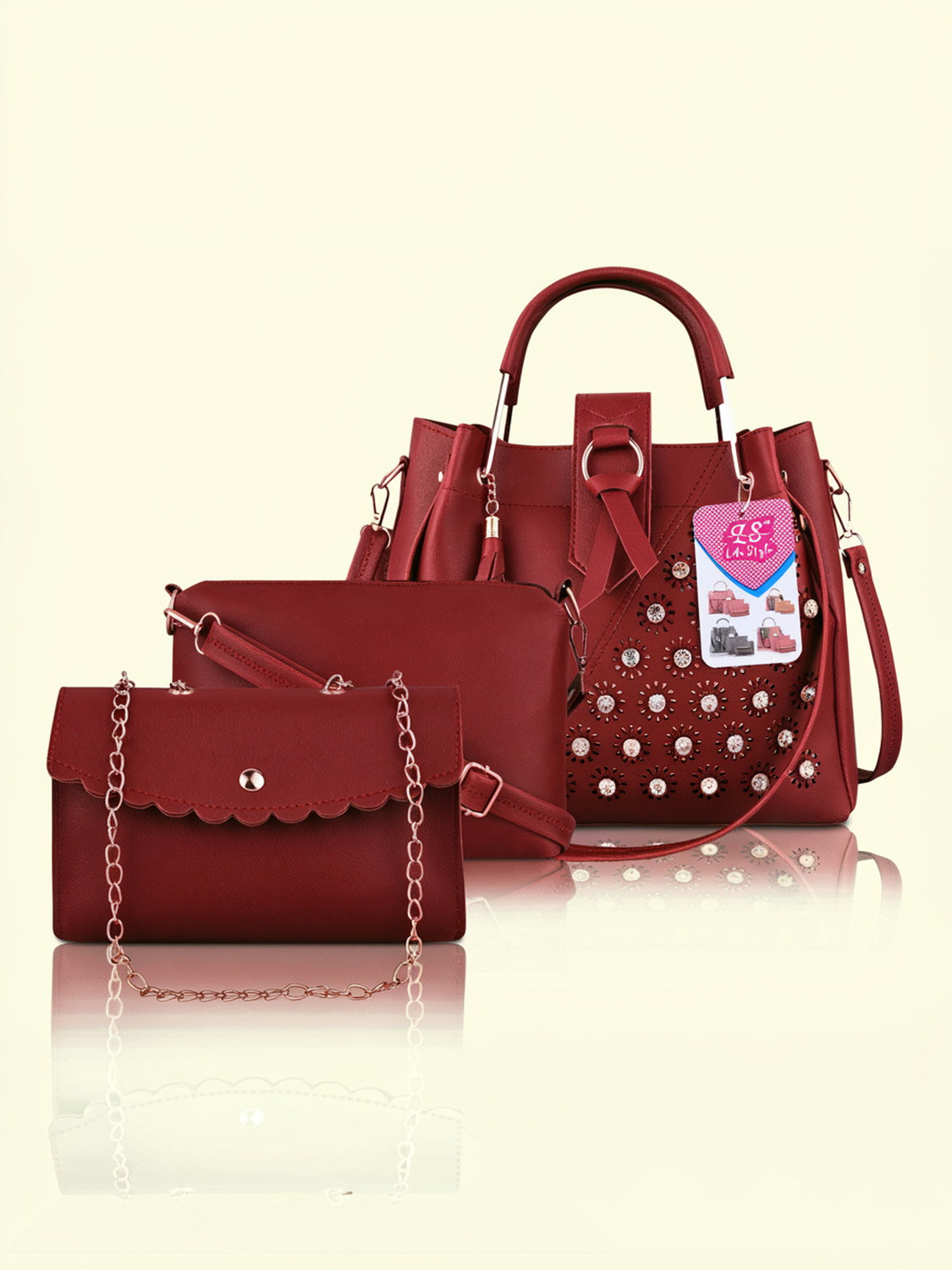 Women Maroon Messenger Bag - Extra Spacious  (Pack of: 3)