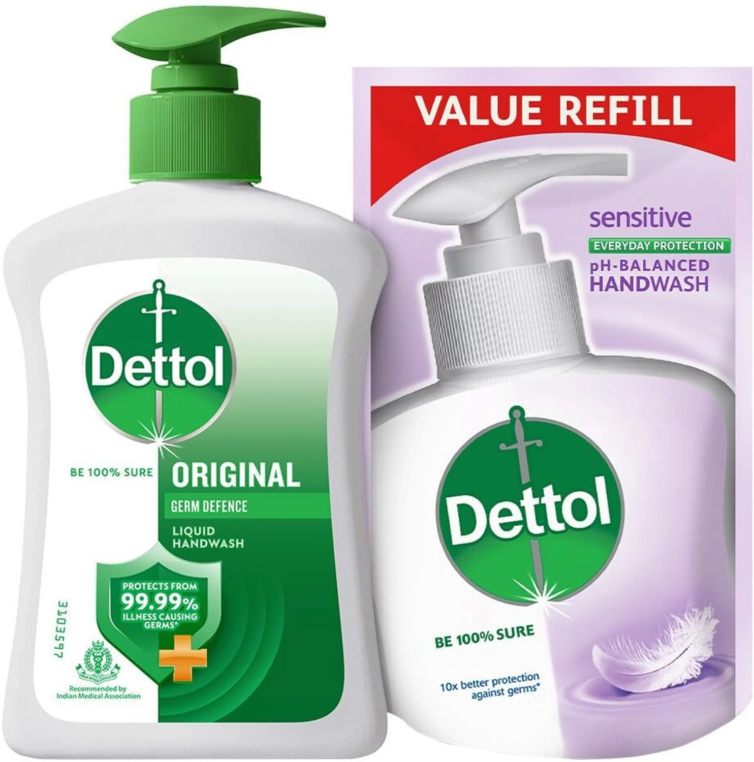 Image of Dettol Liquid Handwash (Original) - 200 ml - 175 ml Hand Wash Pump + Refill (376 ml)