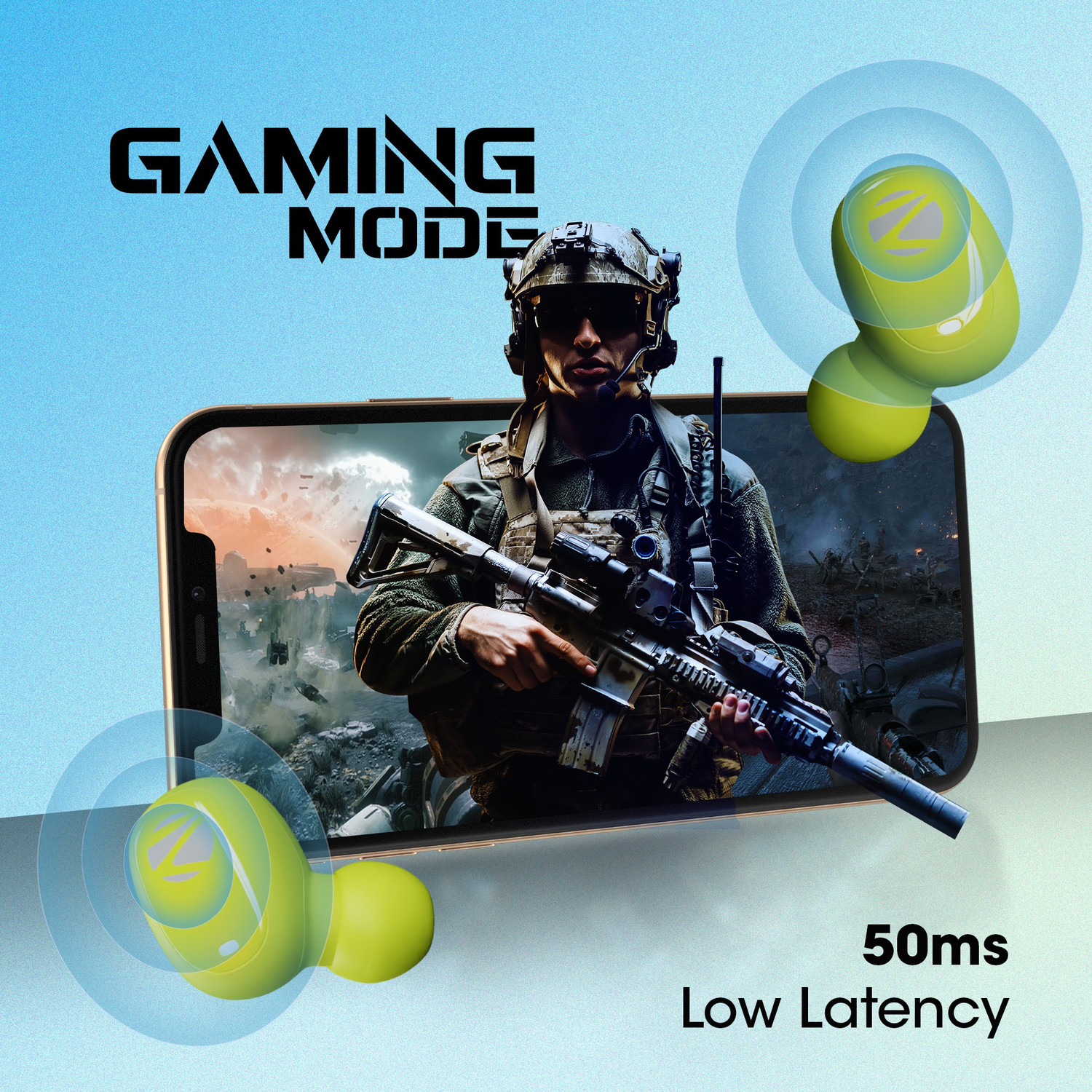 Image of ZEBRONICS ZEB-SOUND BOMB N1 TWS earbuds, ENC, Voice assistant, Splash Proof Bluetooth