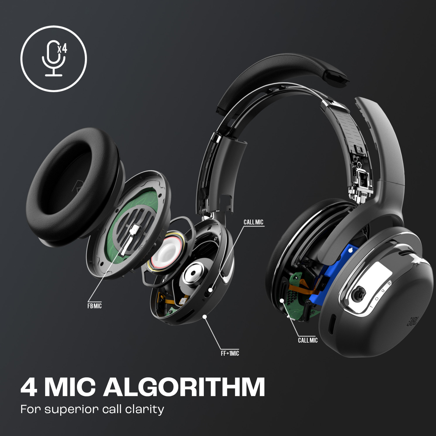 Image of JBL Tour One M2, Adaptive ANC, Smart Ambient, Up to 50Hr, Pro Sound, JBL App, 4-Mic, Bluetooth Gaming